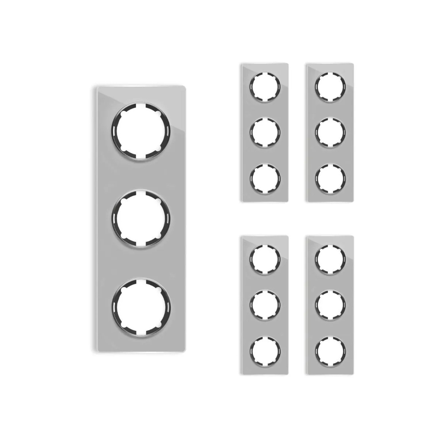 OneKeyElectro 5x Garda Glas Abdeckrahmen Set Abdeckrahmen 3fach Senkrecht Grau
