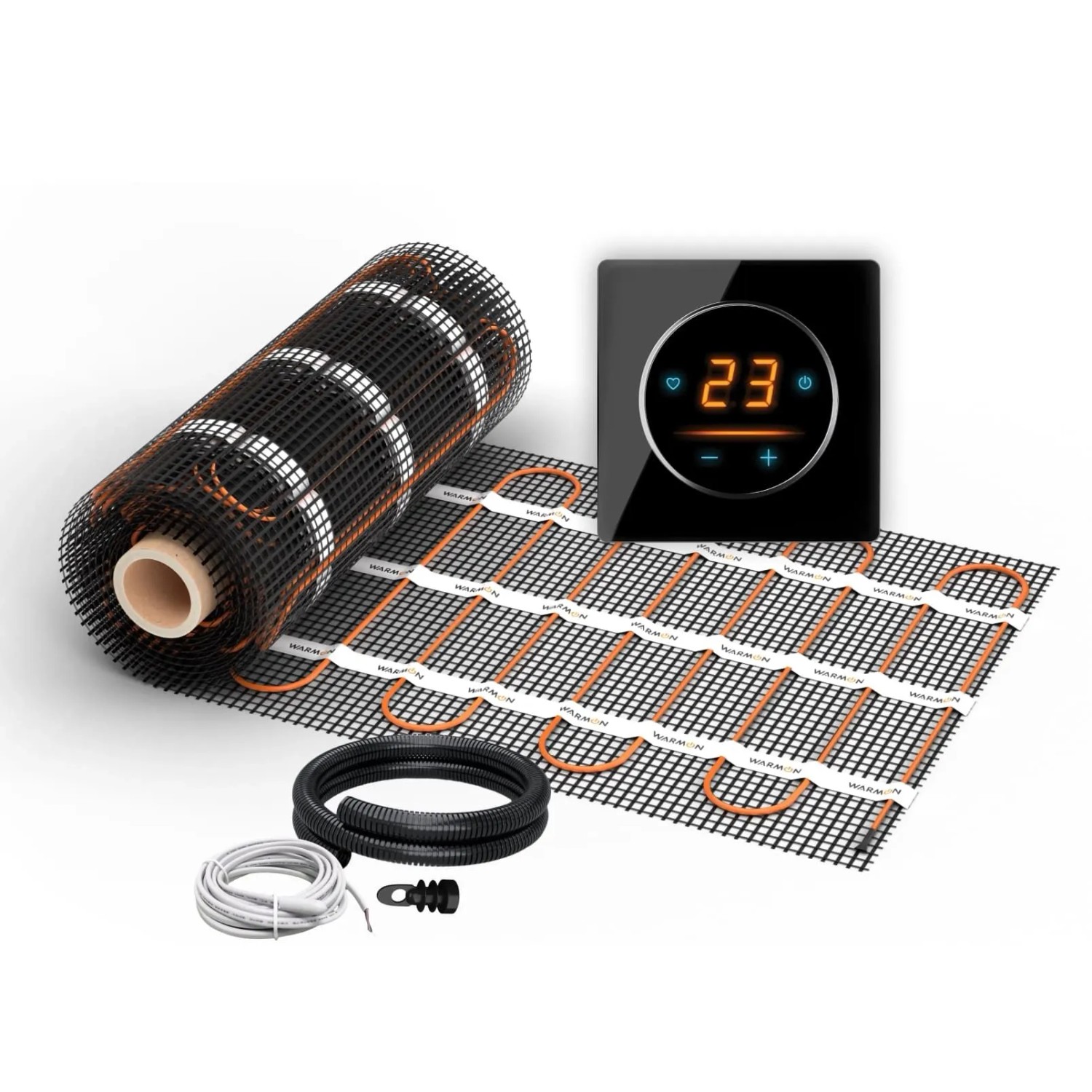 WARMON Fußbodenheizung Elektrisch LIGHT 100 W/m² mit WiFi Thermostat OKE 25 Schwarz 6 m²