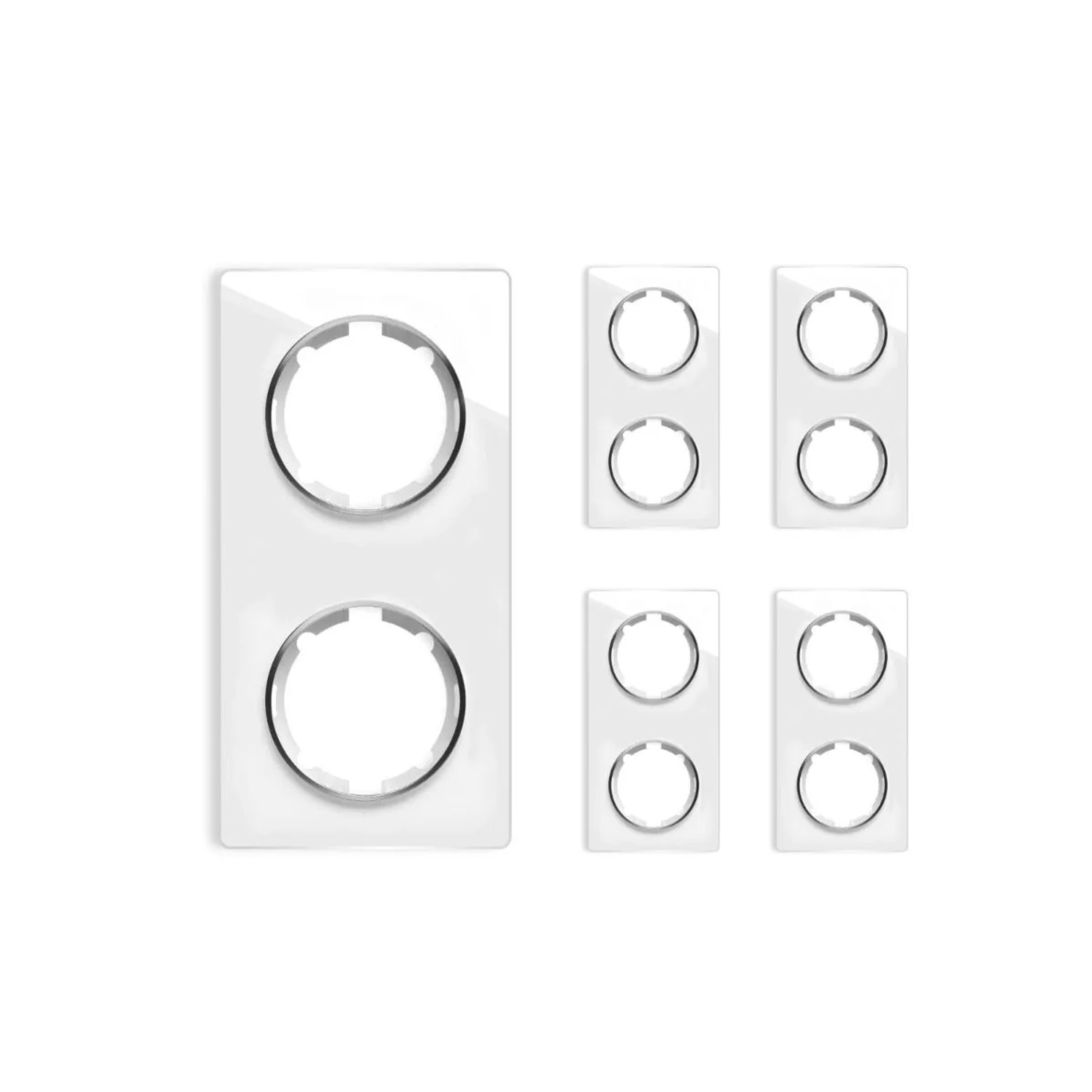 OneKeyElectro 5x Garda Glas Abdeckrahmen Set Abdeckrahmen 2fach Senkrecht Weiß