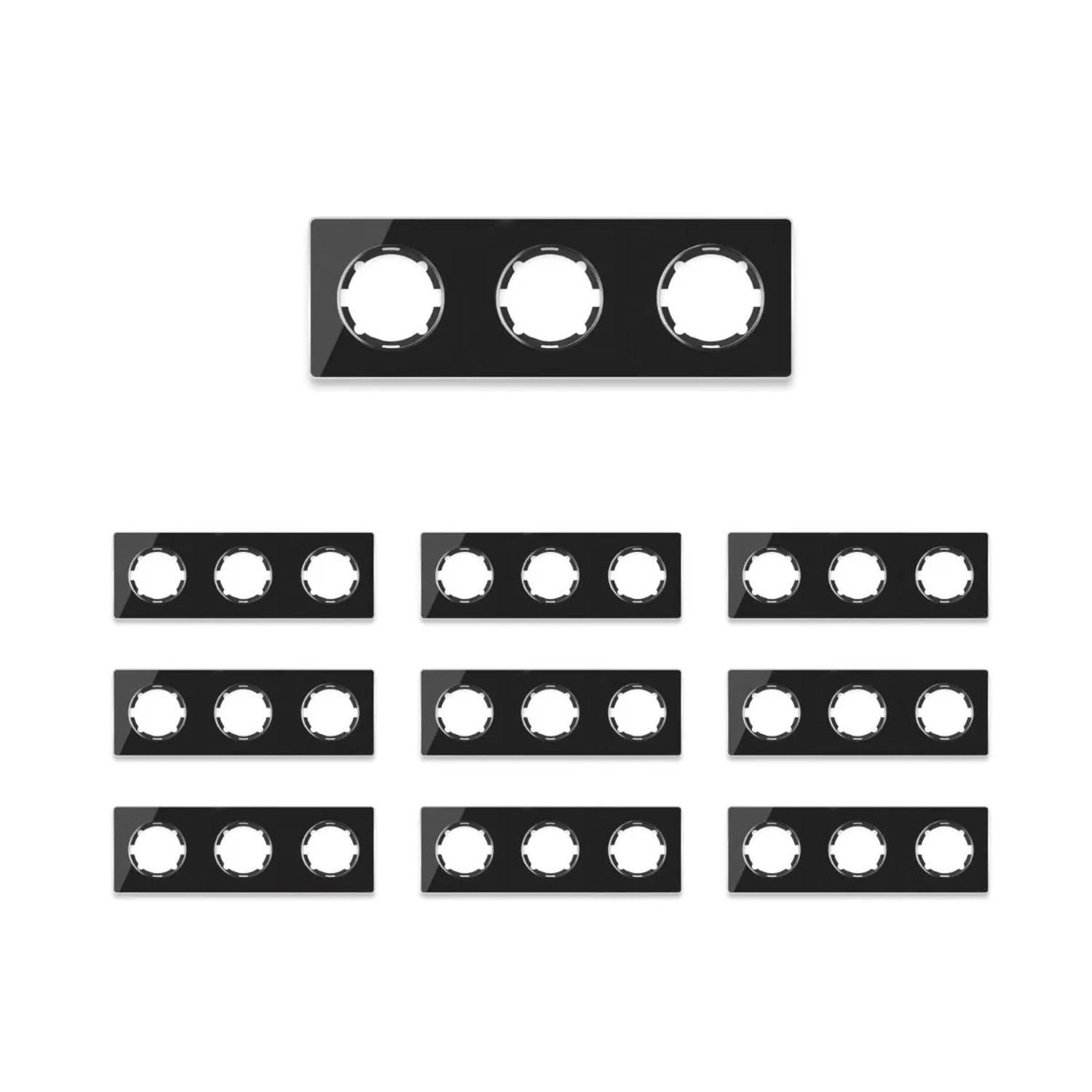 OneKeyElectro 10x Garda Glas Abdeckrahmen Set Abdeckrahmen 3fach Waagerecht Schwarz