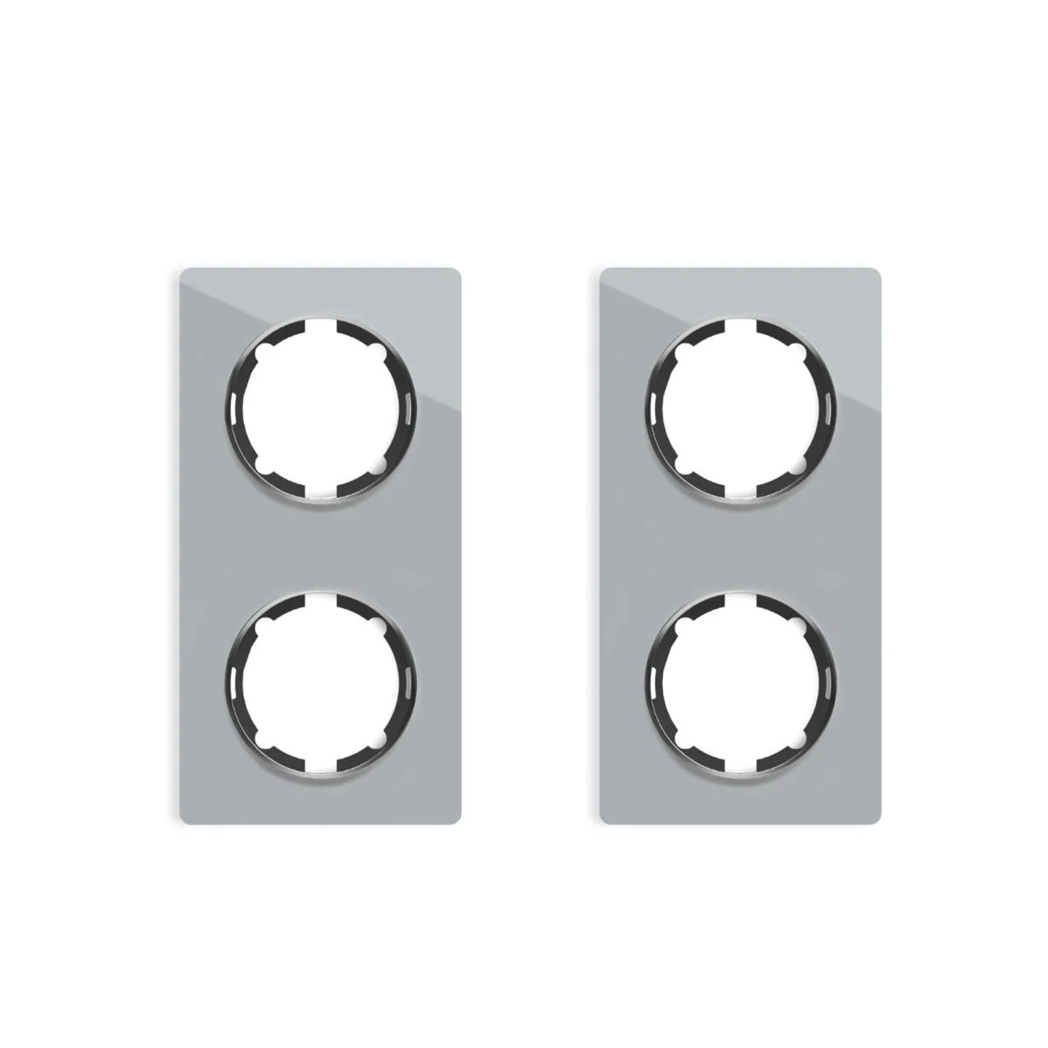 OneKeyElectro 2x Garda Glas Abdeckrahmen Set Abdeckrahmen 2fach Senkrecht Grau