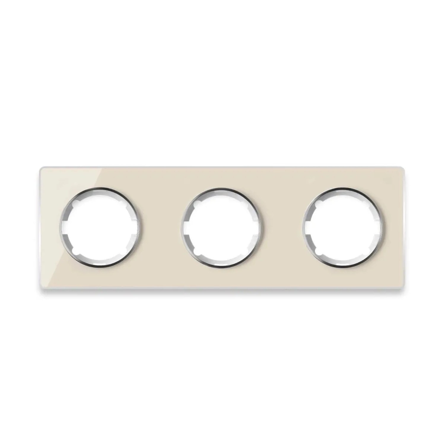 OneKeyElectro Glas Abdeckrahmen für Lichtschalter Steckdose 3fach Waagerecht Unterputz Serie Garda Beige