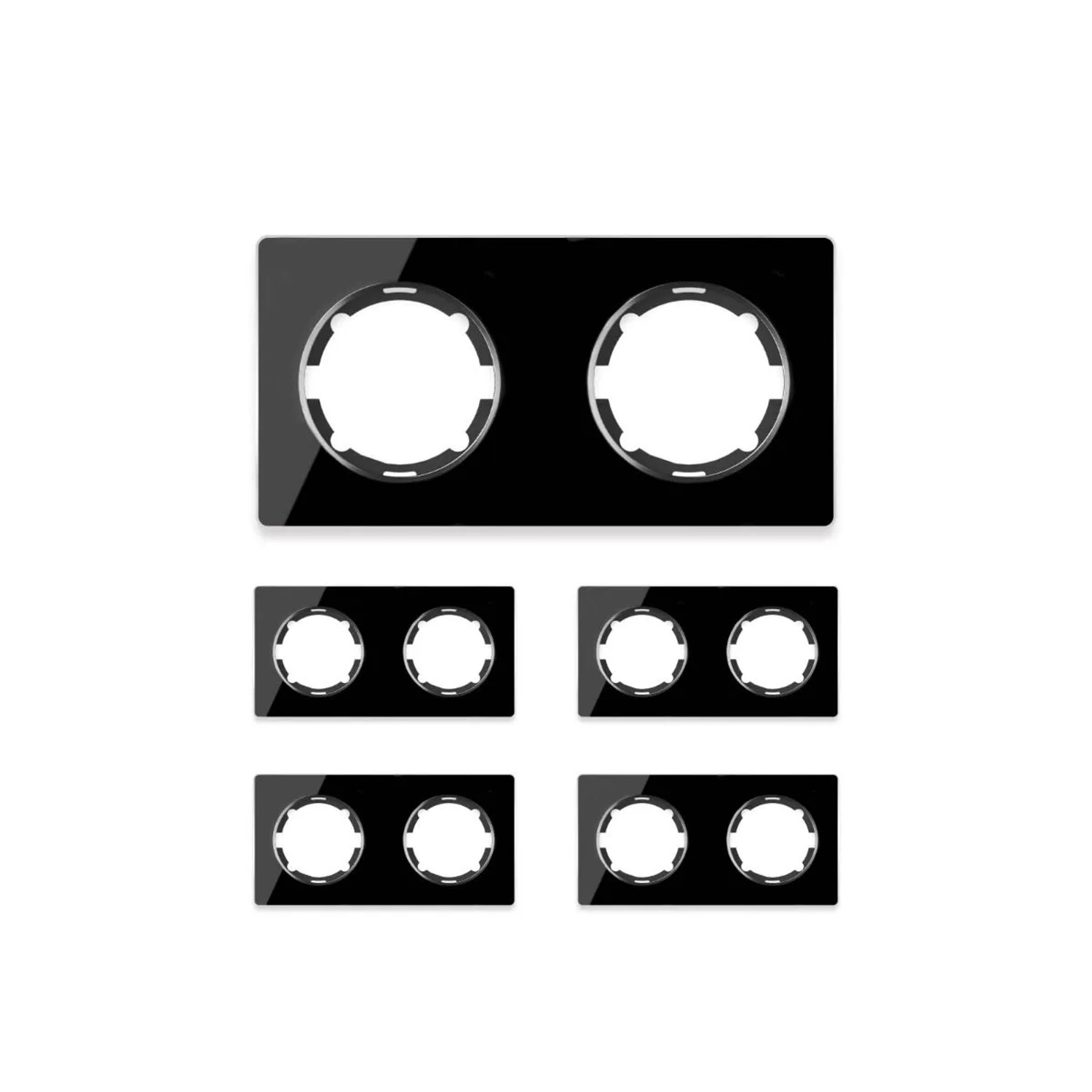 OneKeyElectro 5x Garda Glas Abdeckrahmen Set Abdeckrahmen 2fach Waagerecht Schwarz