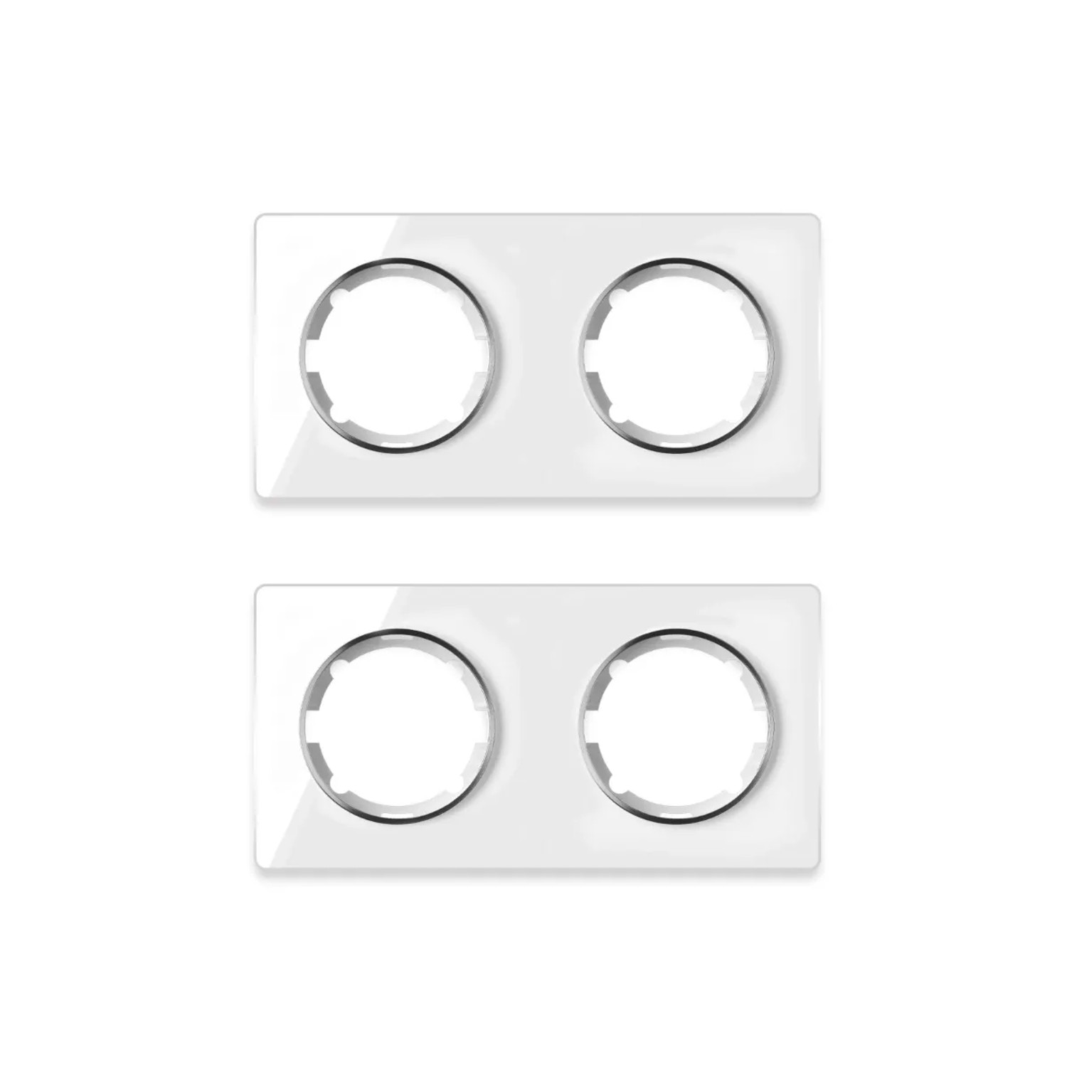 OneKeyElectro 2x Garda Glas Abdeckrahmen Set Abdeckrahmen 2fach Waagerecht Weiß