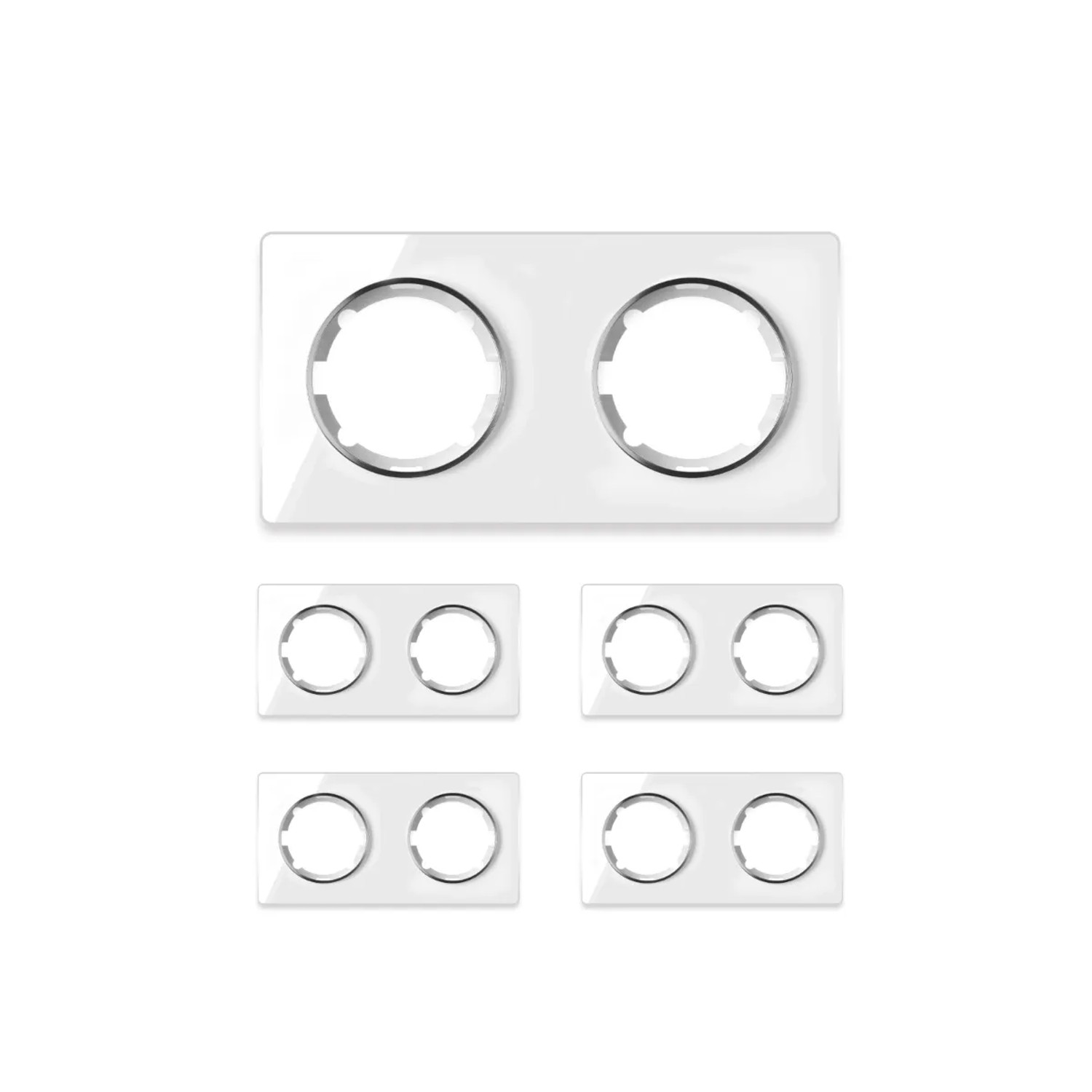 OneKeyElectro 5x Garda Glas Abdeckrahmen Set Abdeckrahmen 2fach Waagerecht Weiß