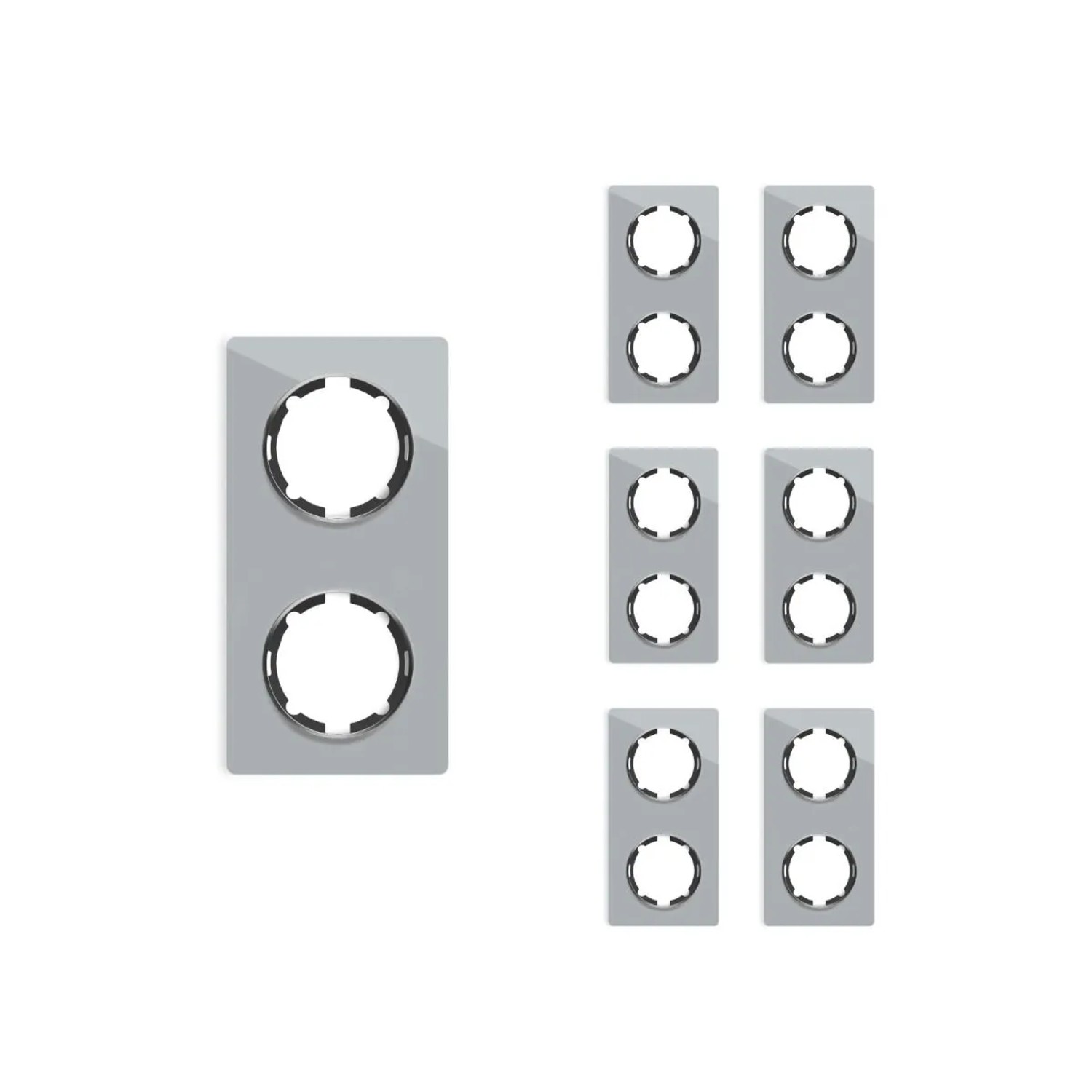 OneKeyElectro 7x Garda Glas Abdeckrahmen Set Abdeckrahmen 2fach Senkrecht Grau
