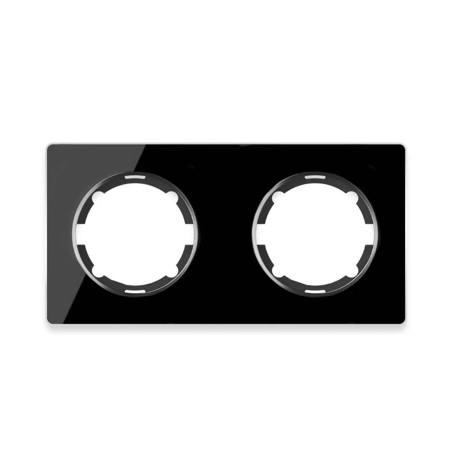OneKeyElectro Glas Abdeckrahmen für Lichtschalter Steckdose 2fach Waagerecht Unterputz Serie Garda Schwarz