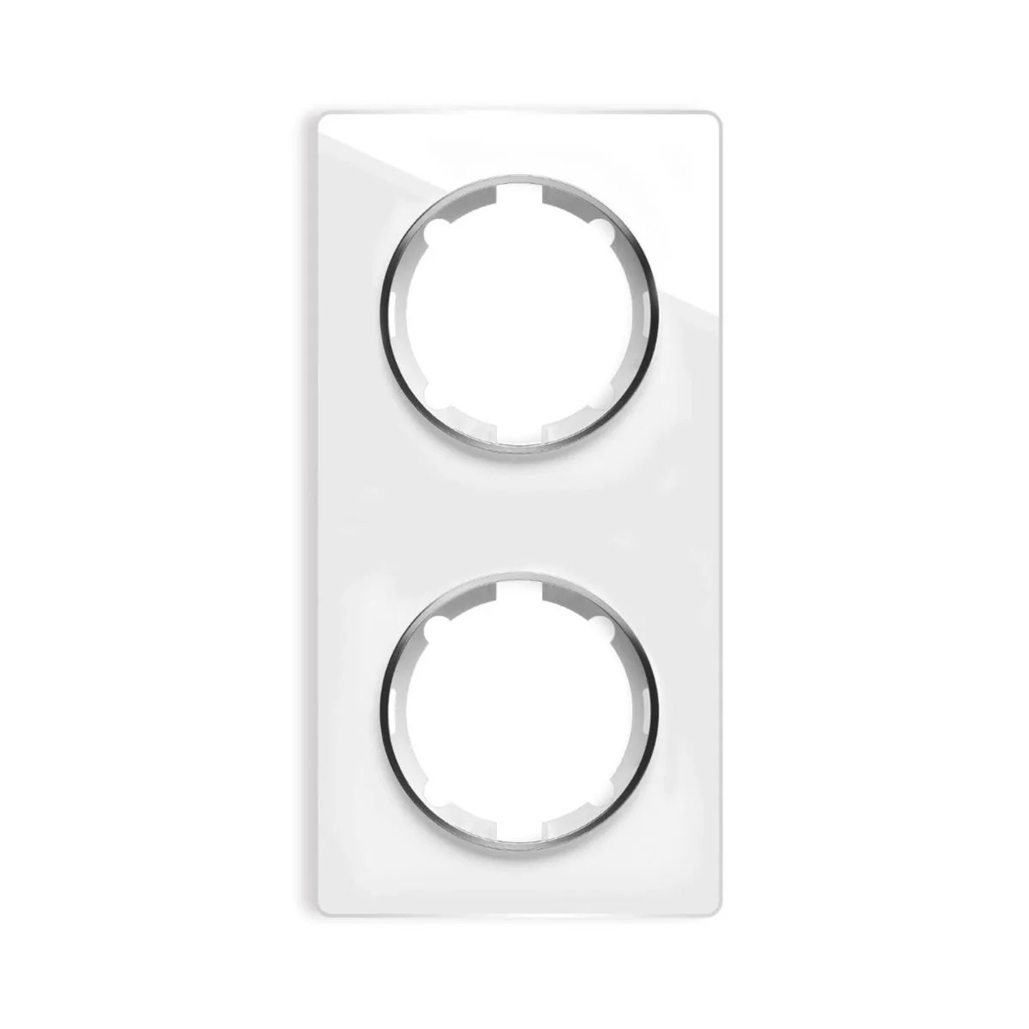 OneKeyElectro Glas Abdeckrahmen für Lichtschalter Steckdose 2fach Senkrecht Unterputz Serie Garda Weiß
