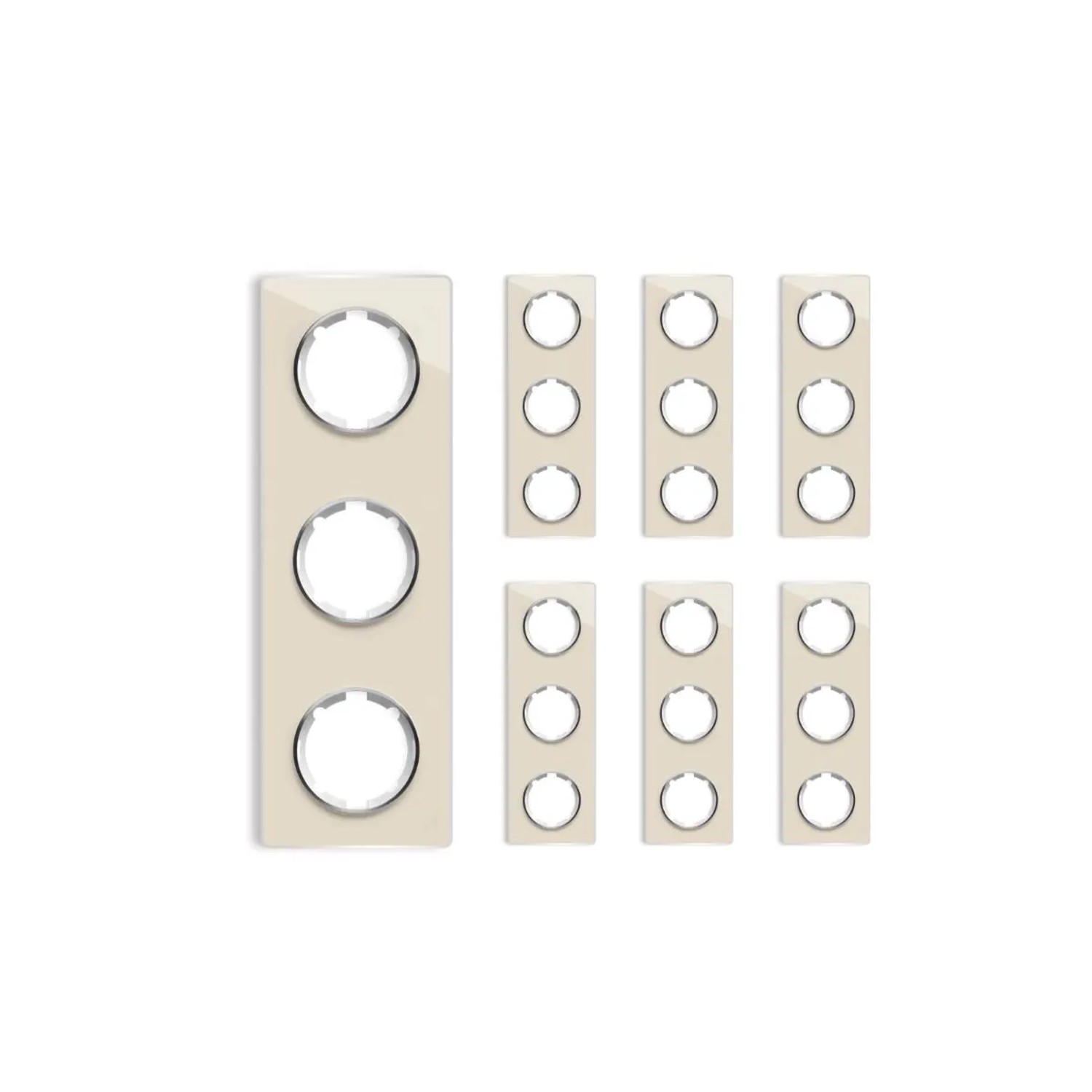 OneKeyElectro 7x Garda Glas Abdeckrahmen Set Abdeckrahmen 3fach Senkrecht Beige