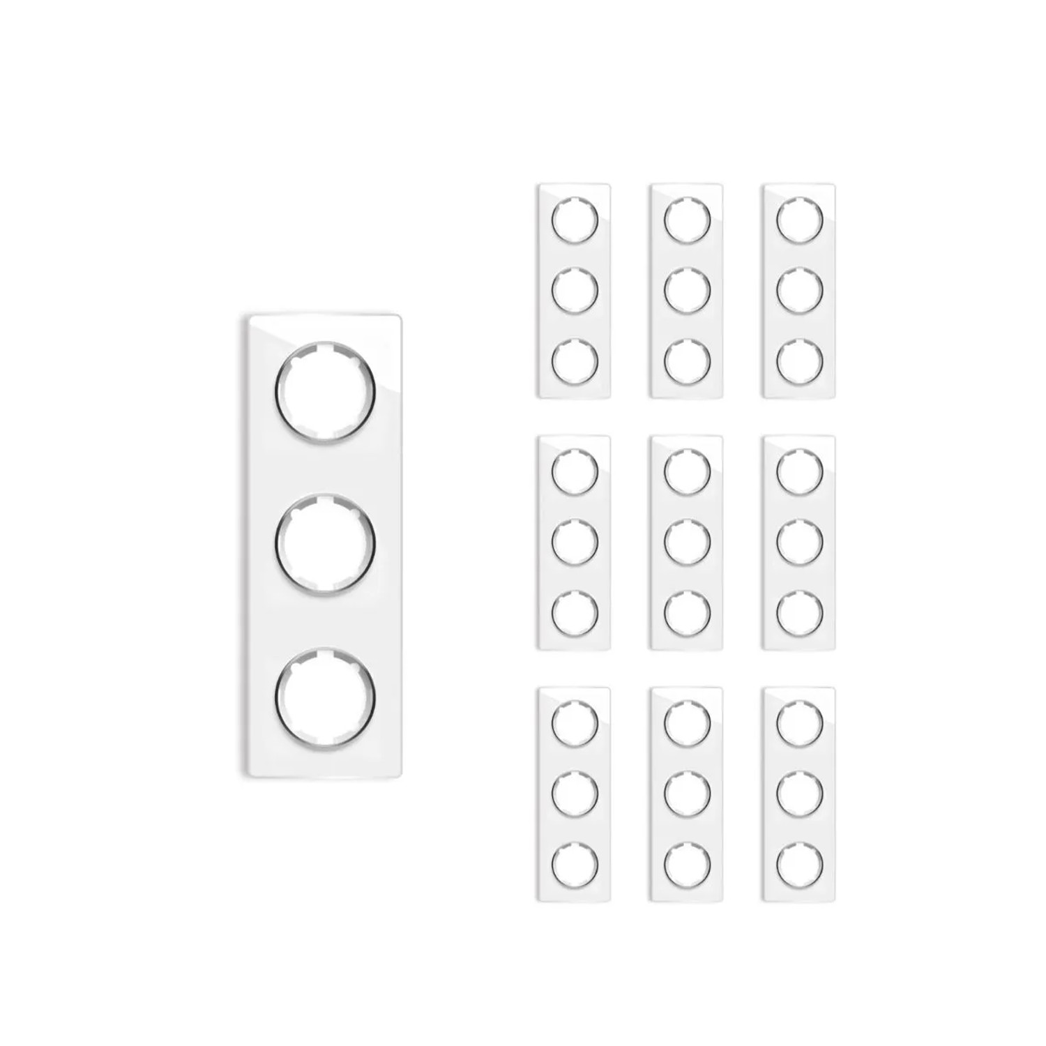 OneKeyElectro 10x Garda Glas Abdeckrahmen Set Abdeckrahmen 3fach Senkrecht Weiß