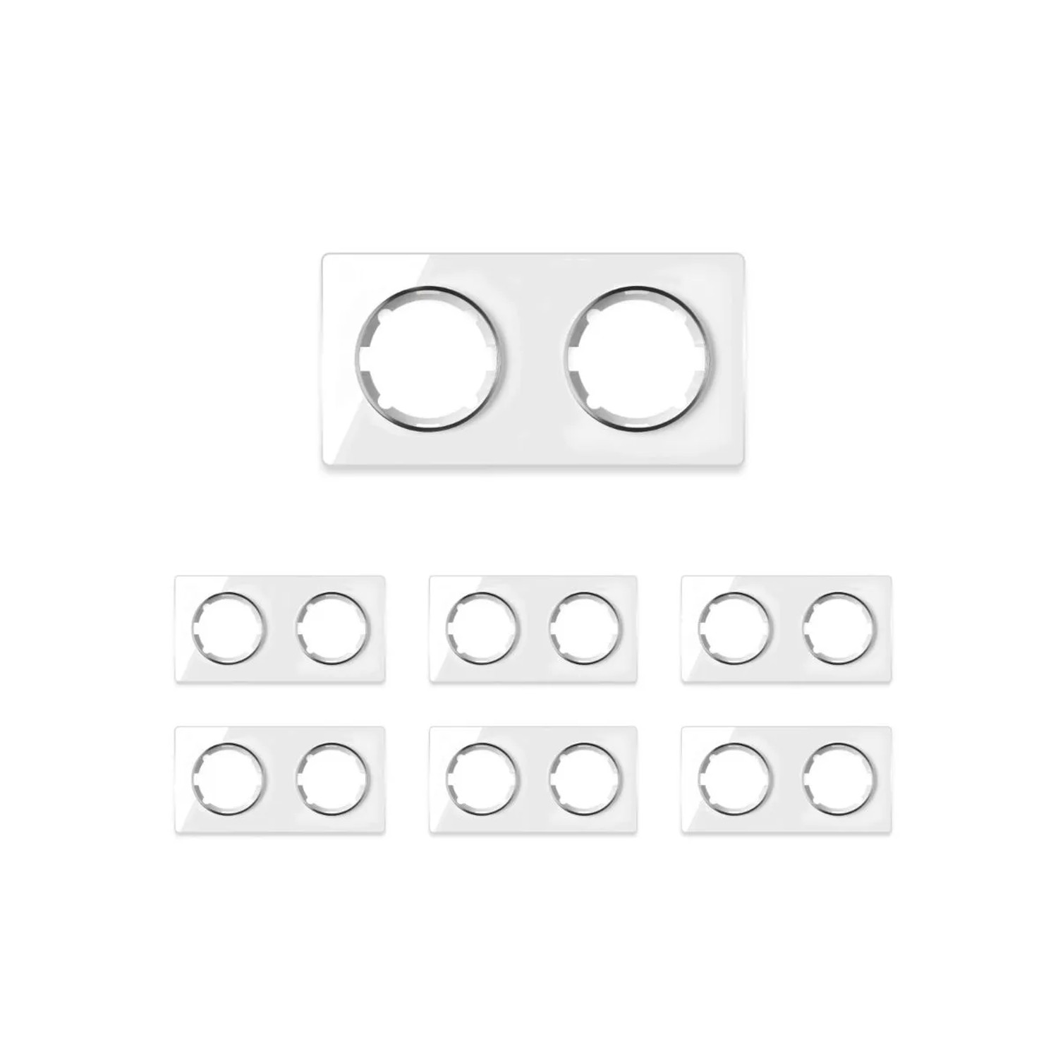 OneKeyElectro 7x Garda Glas Abdeckrahmen Set Abdeckrahmen 2fach Waagerecht Weiß