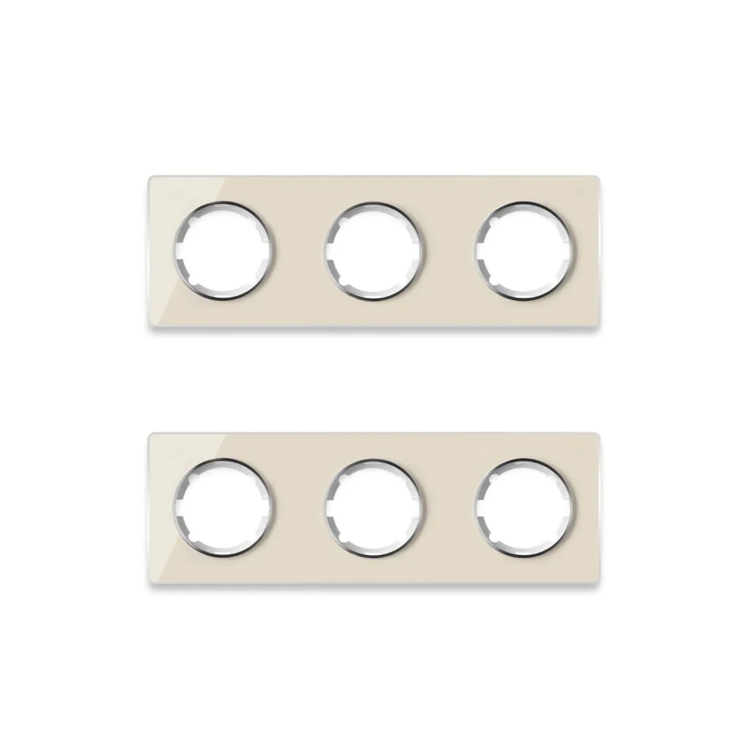 OneKeyElectro 2x Garda Glas Abdeckrahmen Set Abdeckrahmen 3fach Waagerecht Beige