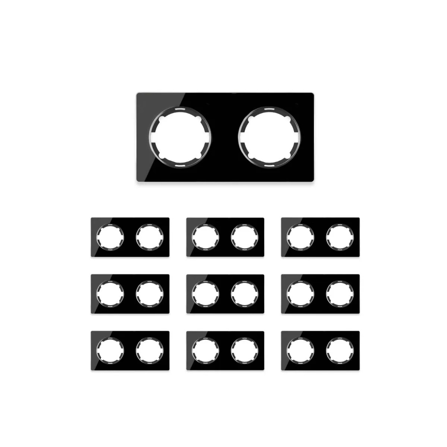 OneKeyElectro 10x Garda Glas Abdeckrahmen Set Abdeckrahmen 2fach Waagerecht Schwarz