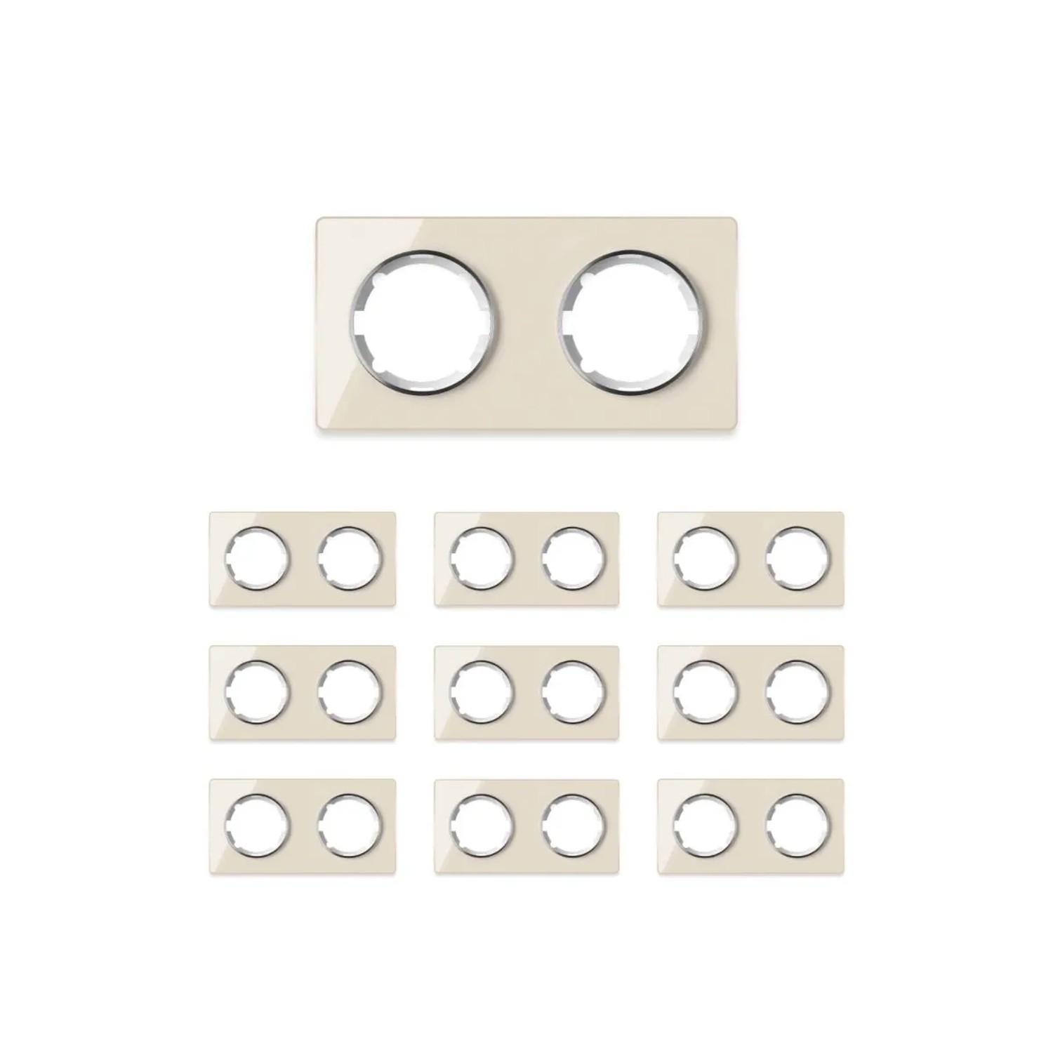 OneKeyElectro 10x Garda Glas Abdeckrahmen Set Abdeckrahmen 2fach Waagerecht Beige