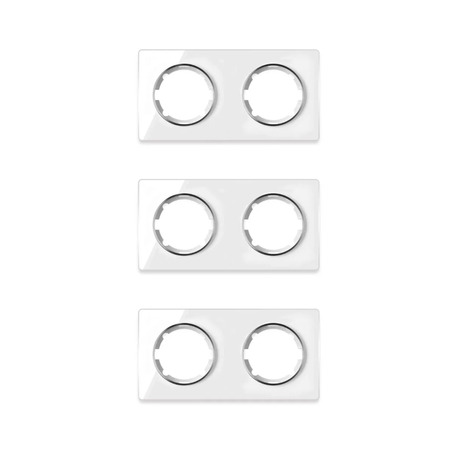 OneKeyElectro 3x Garda Glas Abdeckrahmen Set Abdeckrahmen 2fach Waagerecht Weiß