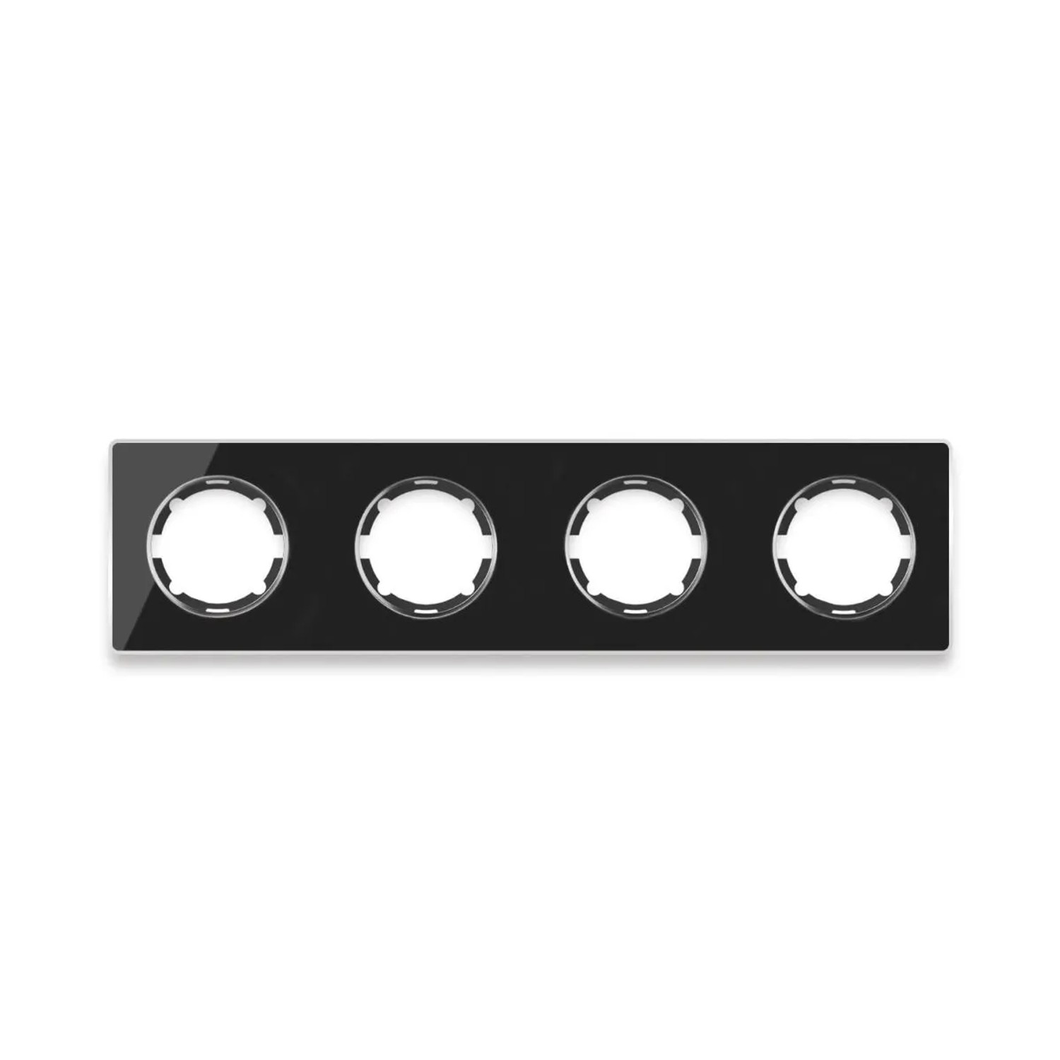 OneKeyElectro Glas Abdeckrahmen für Lichtschalter Steckdose 4fach Waagerecht Unterputz Serie Garda Schwarz