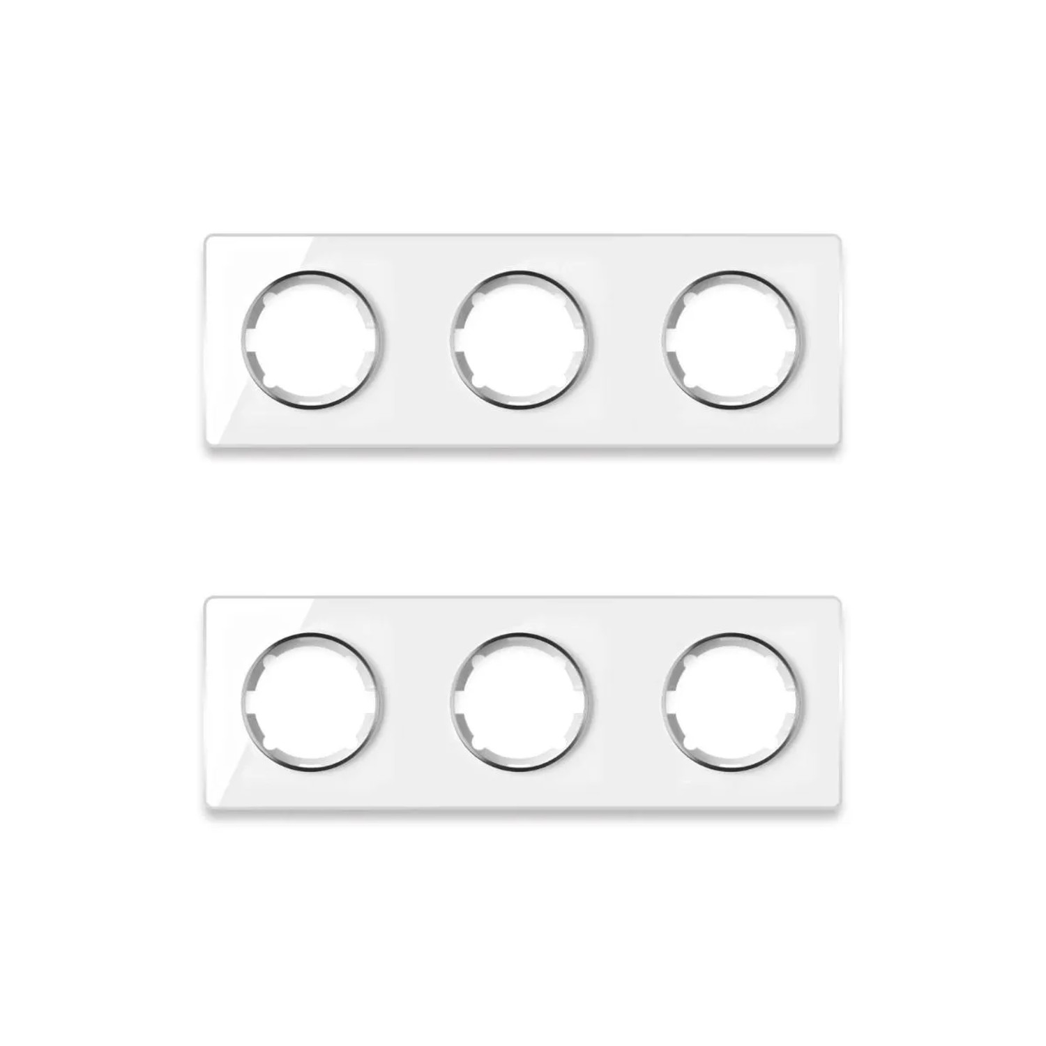 OneKeyElectro 2x Garda Glas Abdeckrahmen Set Abdeckrahmen 3fach Waagerecht Weiß