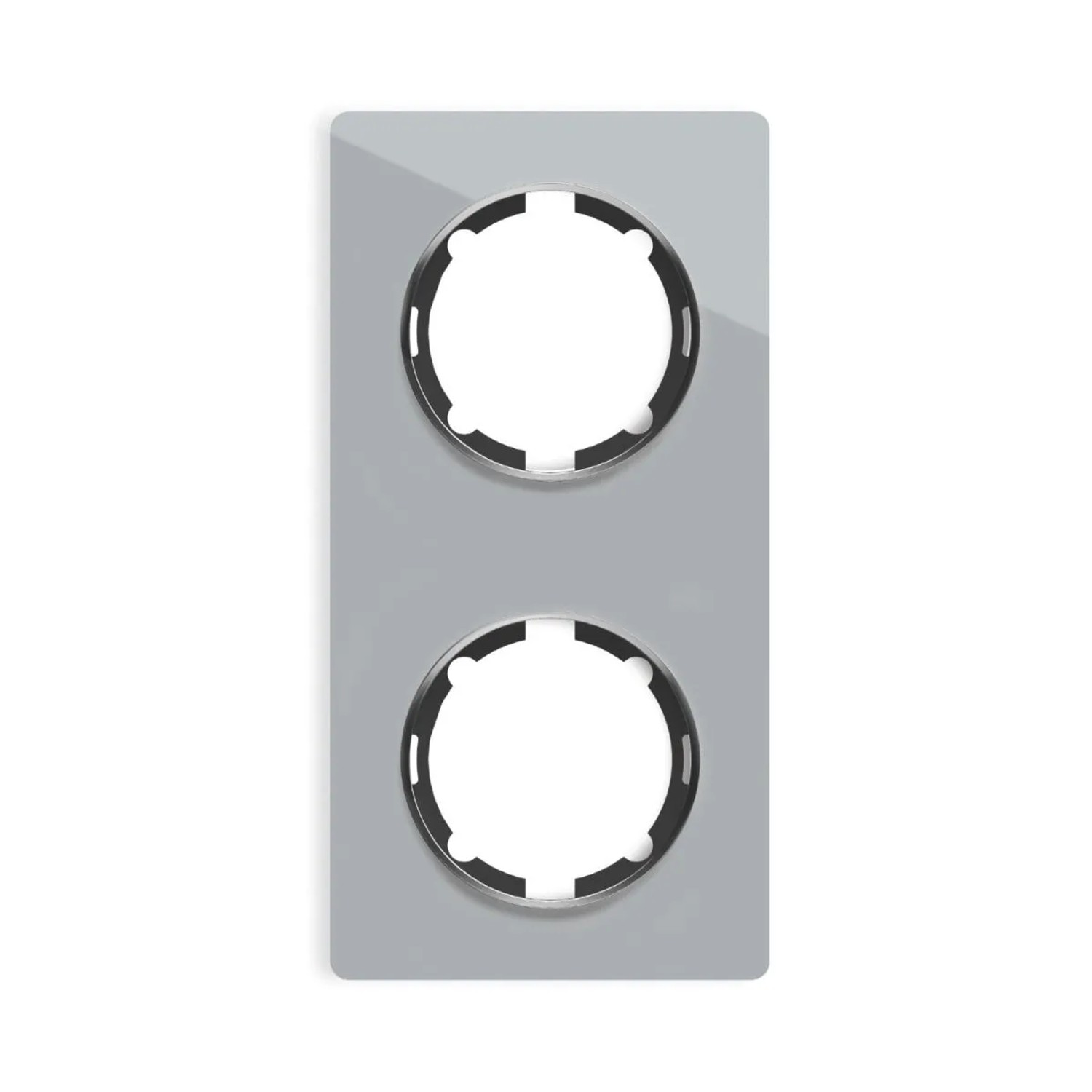 OneKeyElectro Glas Abdeckrahmen für Lichtschalter Steckdose 2fach Senkrecht Unterputz Serie Garda Grau
