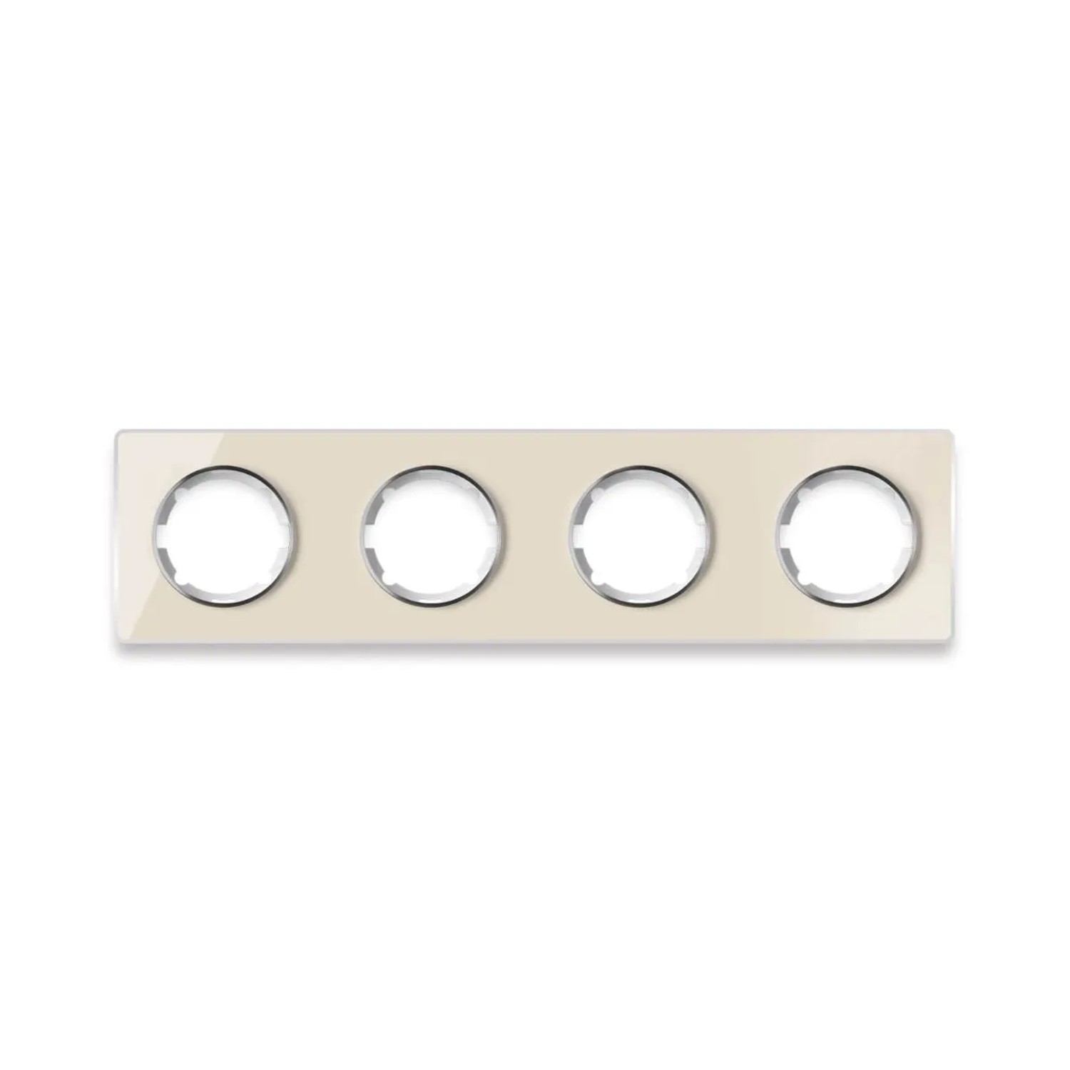 OneKeyElectro Glas Abdeckrahmen für Lichtschalter Steckdose 4fach Waagerecht Unterputz Serie Garda Beige