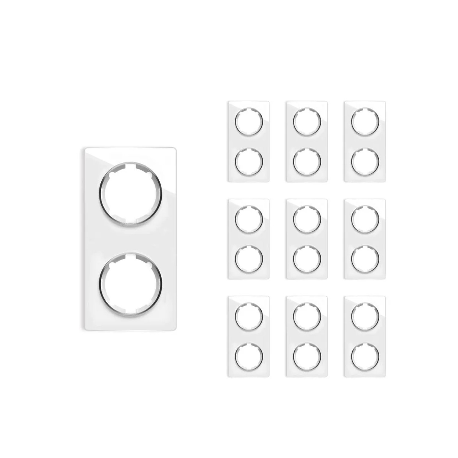 OneKeyElectro 10x Garda Glas Abdeckrahmen Set Abdeckrahmen 2fach Senkrecht Weiß