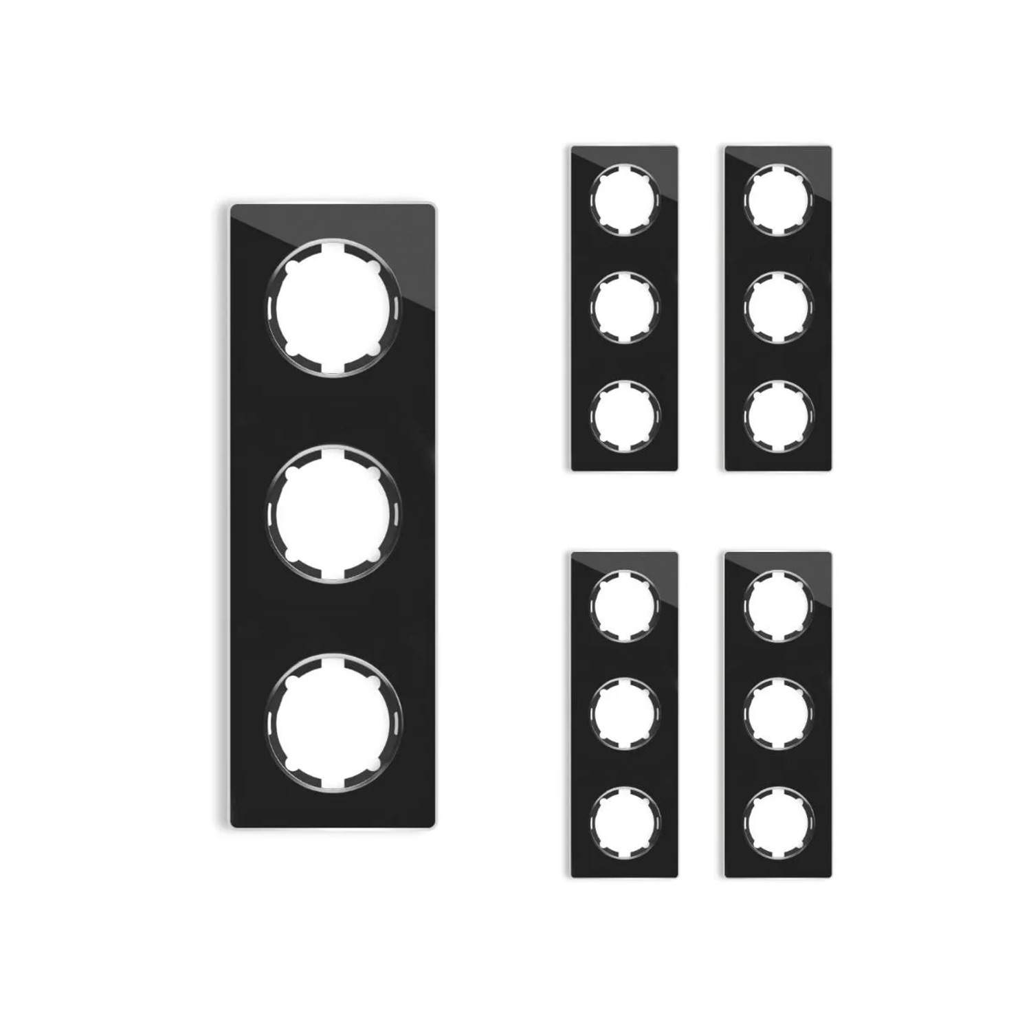 OneKeyElectro 5x Garda Glas Abdeckrahmen Set Abdeckrahmen 3fach Senkrecht Schwarz