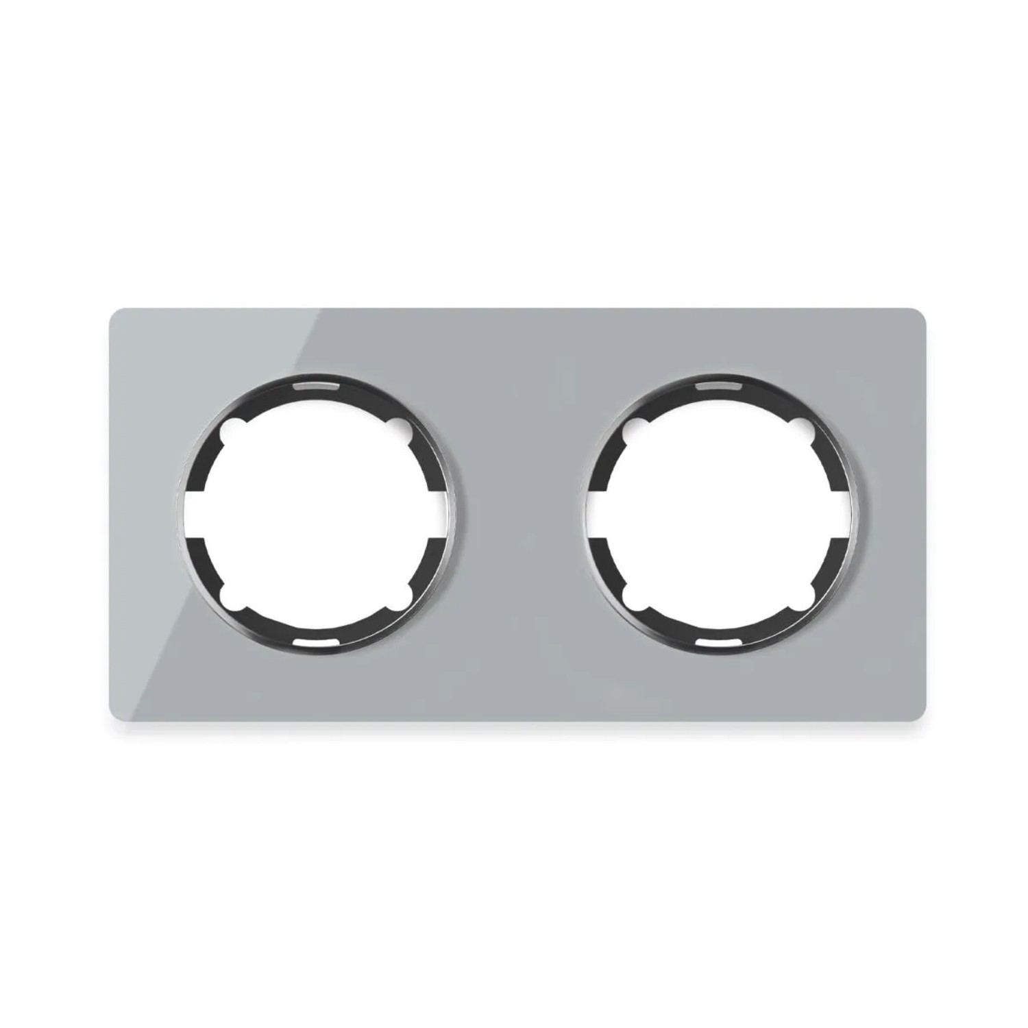 OneKeyElectro Glas Abdeckrahmen für Lichtschalter Steckdose 2fach Waagerecht Unterputz Serie Garda Grau