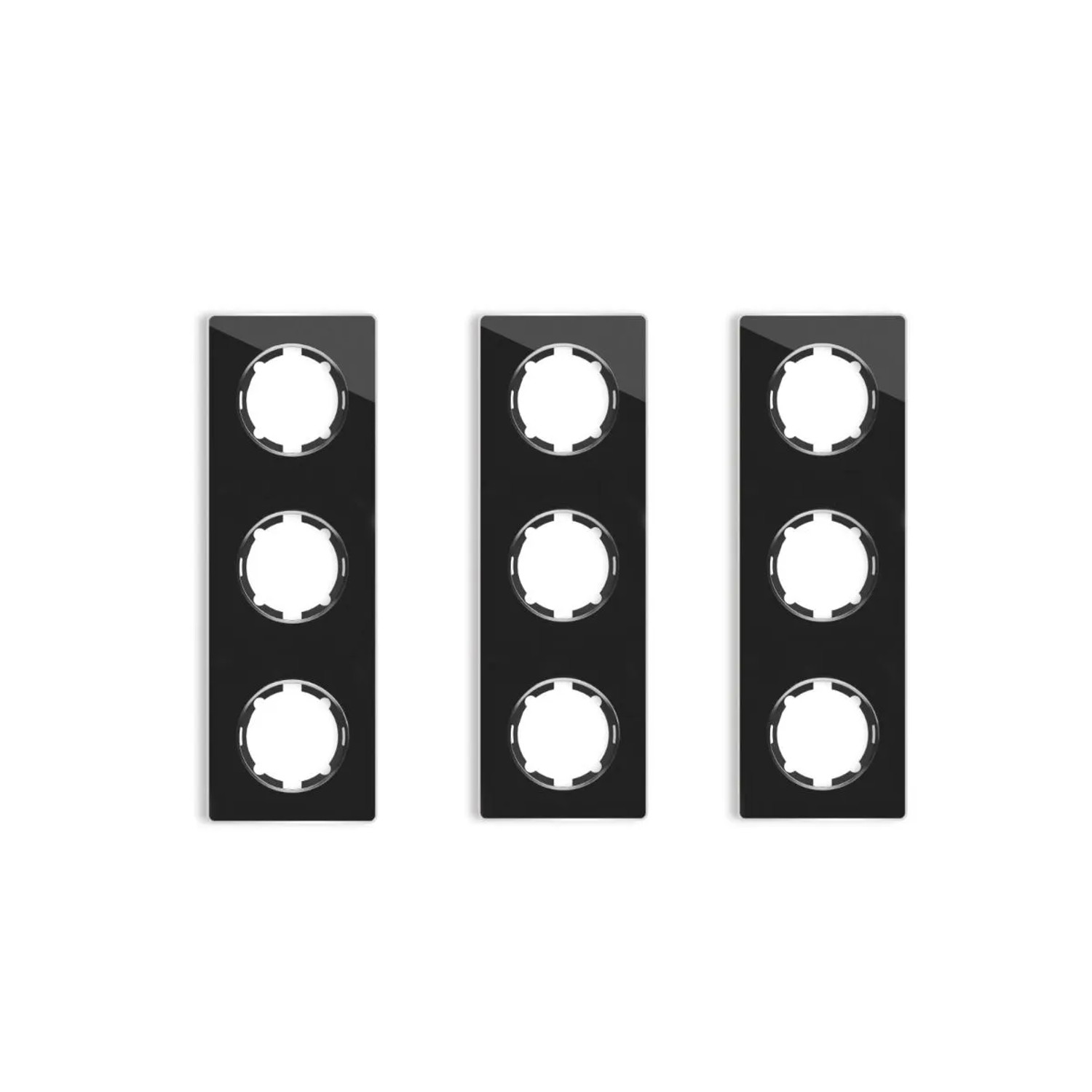 OneKeyElectro 3x Garda Glas Abdeckrahmen Set Abdeckrahmen 3fach Senkrecht Schwarz