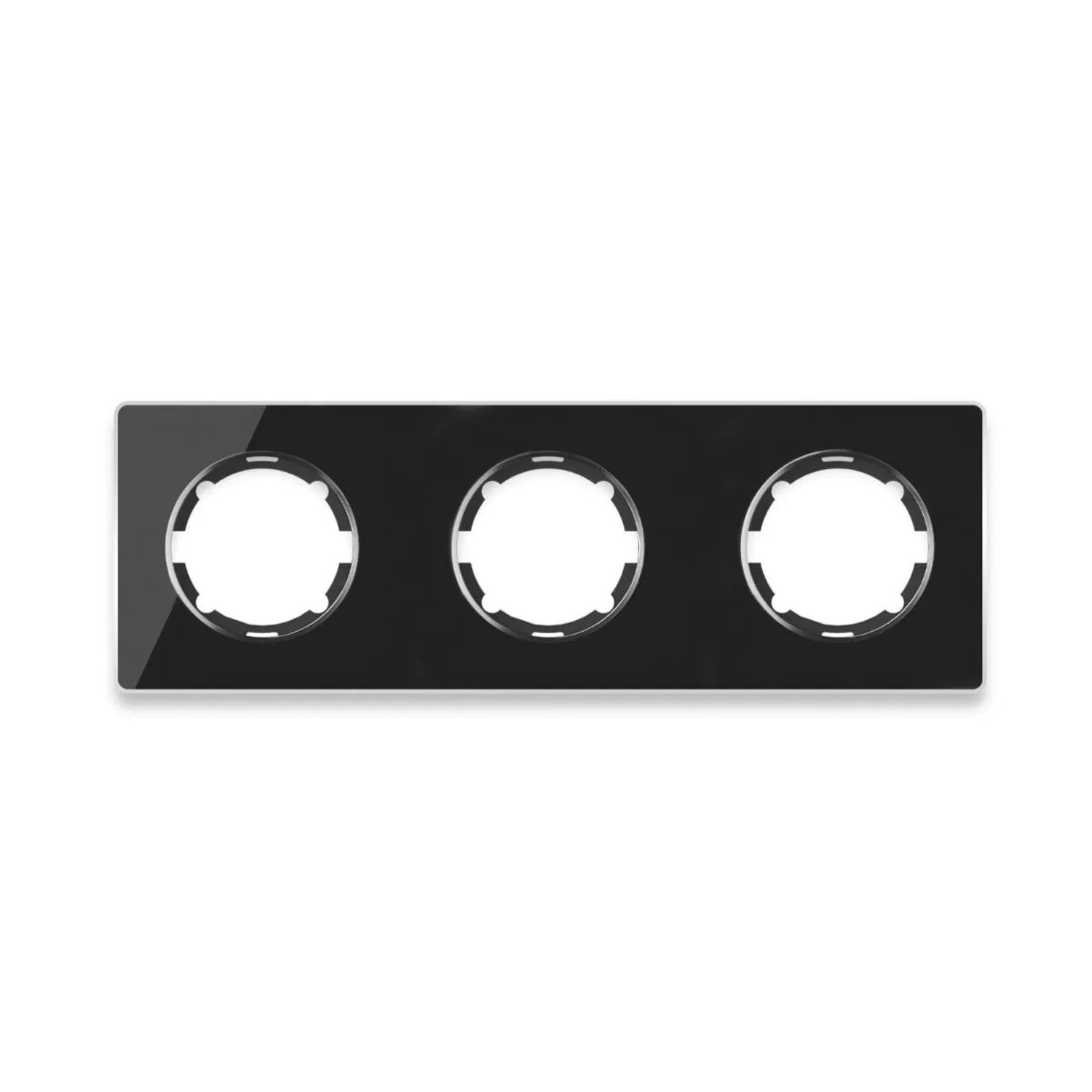OneKeyElectro Glas Abdeckrahmen für Lichtschalter Steckdose 3fach Waagerecht Unterputz Serie Garda Schwarz