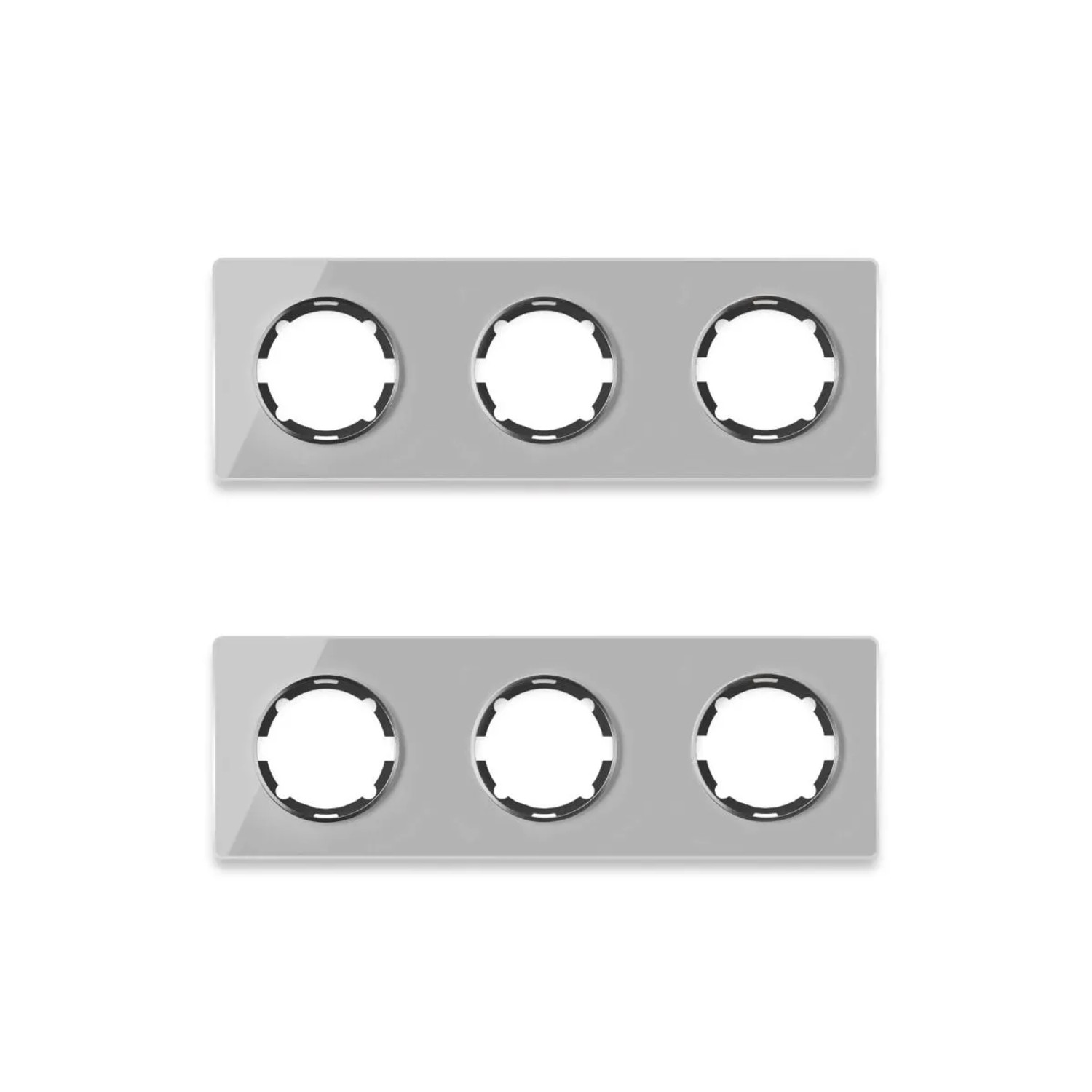 OneKeyElectro 2x Garda Glas Abdeckrahmen Set Abdeckrahmen 3fach Waagerecht Grau