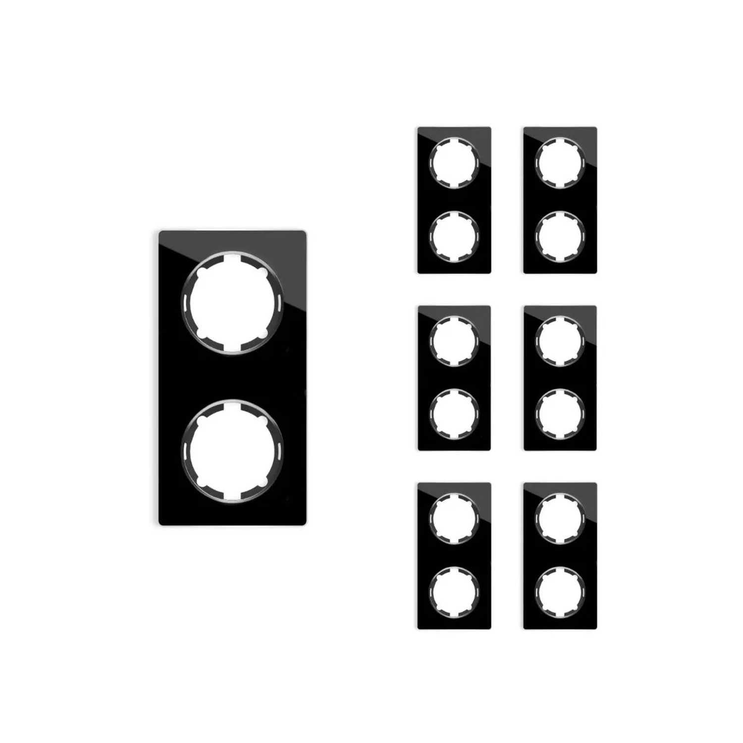 OneKeyElectro 7x Garda Glas Abdeckrahmen Set Abdeckrahmen 2fach Senkrecht Schwarz
