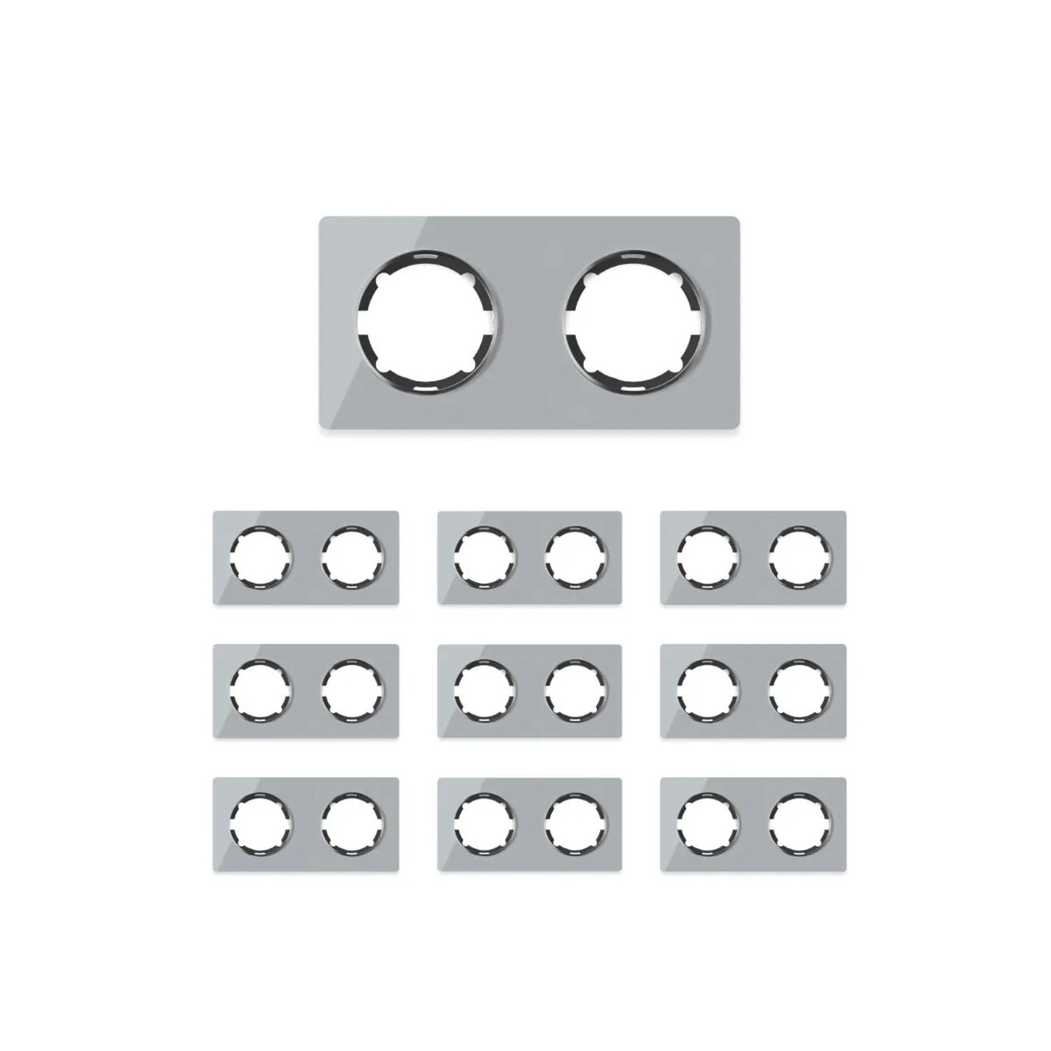 OneKeyElectro 10x Garda Glas Abdeckrahmen Set Abdeckrahmen 2fach Waagerecht Grau