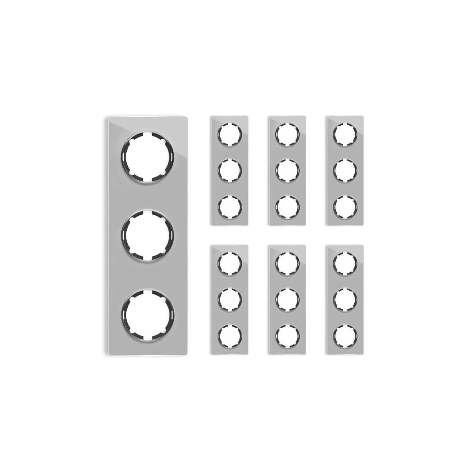 OneKeyElectro 7x Garda Glas Abdeckrahmen Set Abdeckrahmen 3fach Senkrecht Grau