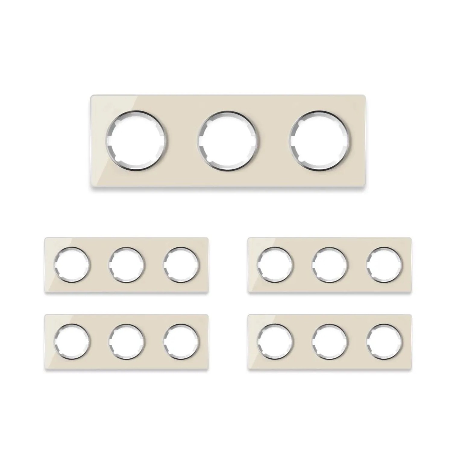OneKeyElectro 5x Garda Glas Abdeckrahmen Set Abdeckrahmen 3fach Waagerecht Beige