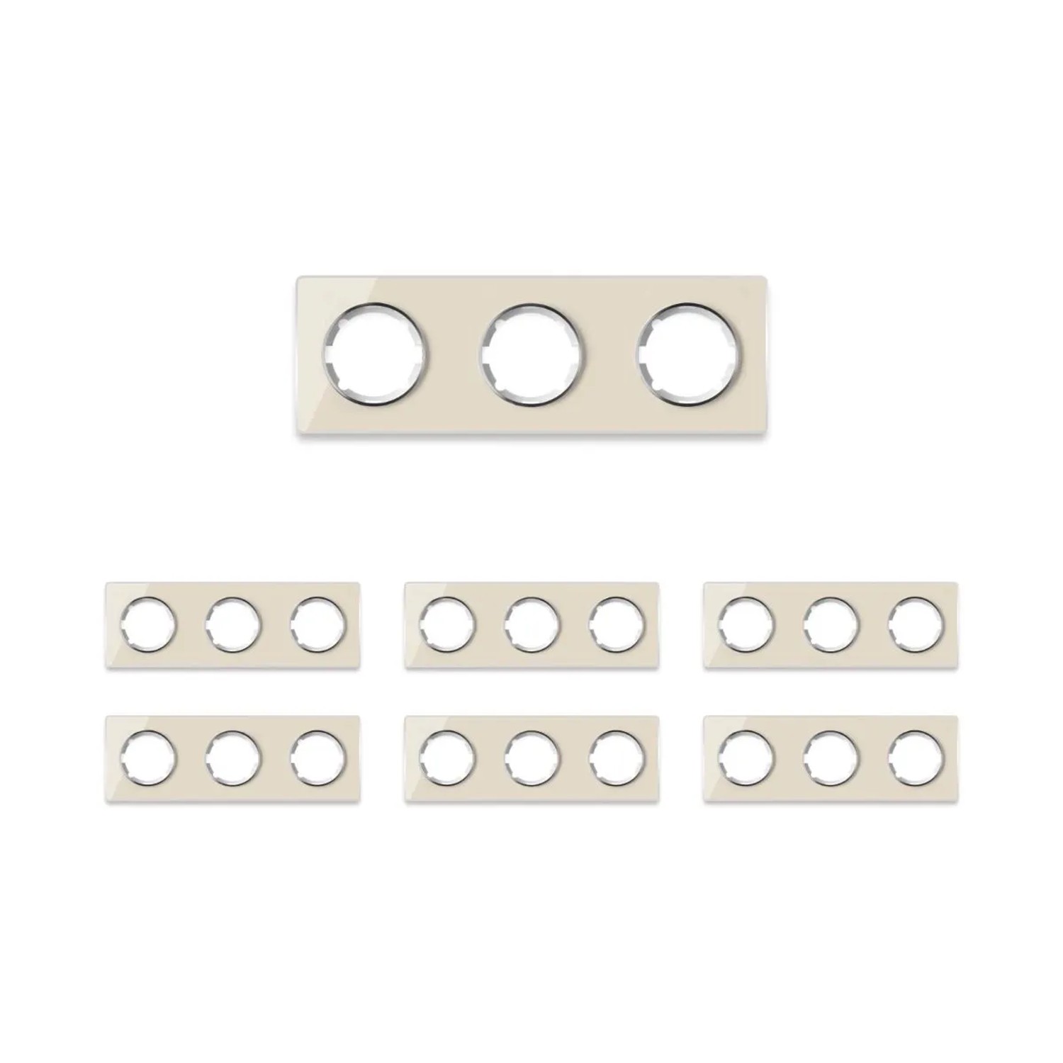 OneKeyElectro 7x Garda Glas Abdeckrahmen Set Abdeckrahmen 3fach Waagerecht Beige