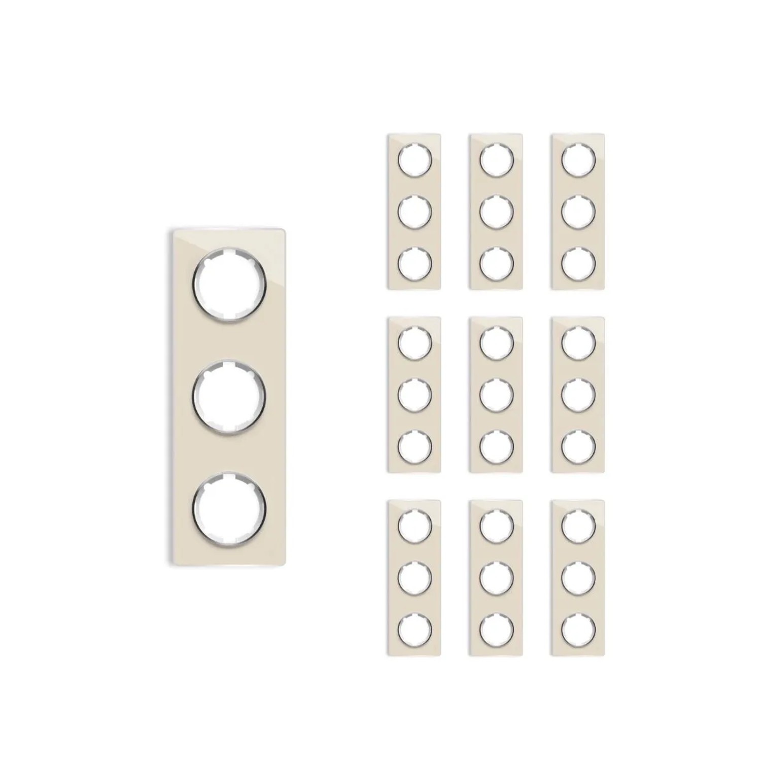 OneKeyElectro 10x Garda Glas Abdeckrahmen Set Abdeckrahmen 3fach Senkrecht Beige