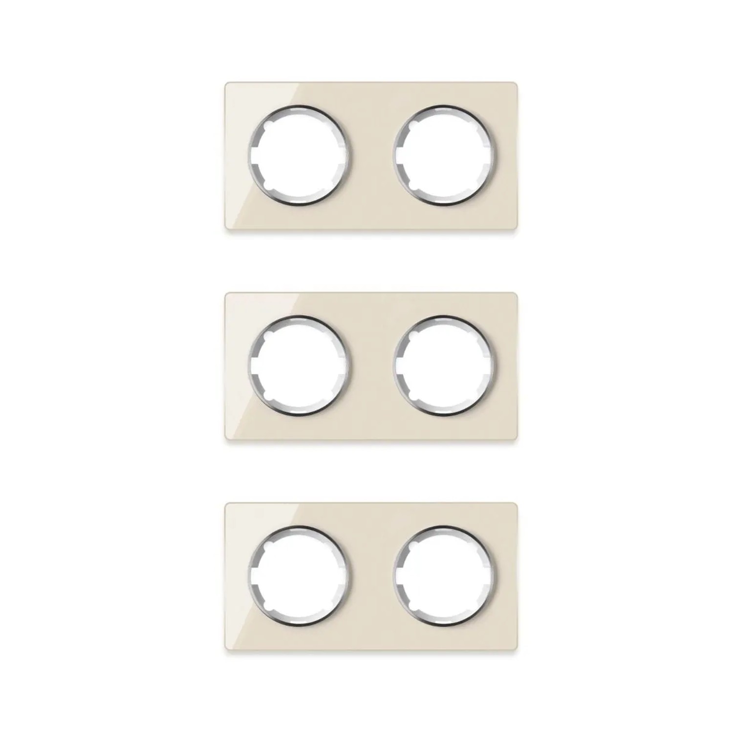 OneKeyElectro 3x Garda Glas Abdeckrahmen Set Abdeckrahmen 2fach Waagerecht Beige