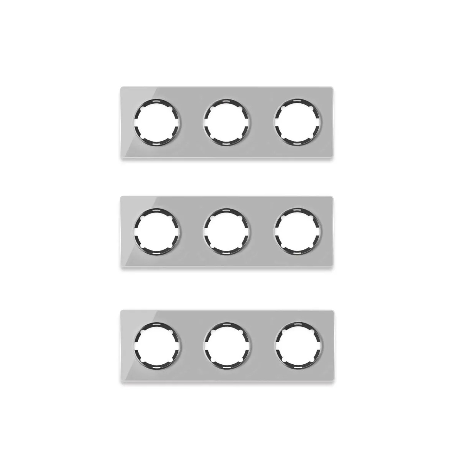 OneKeyElectro 3x Garda Glas Abdeckrahmen Set Abdeckrahmen 3fach Waagerecht Grau