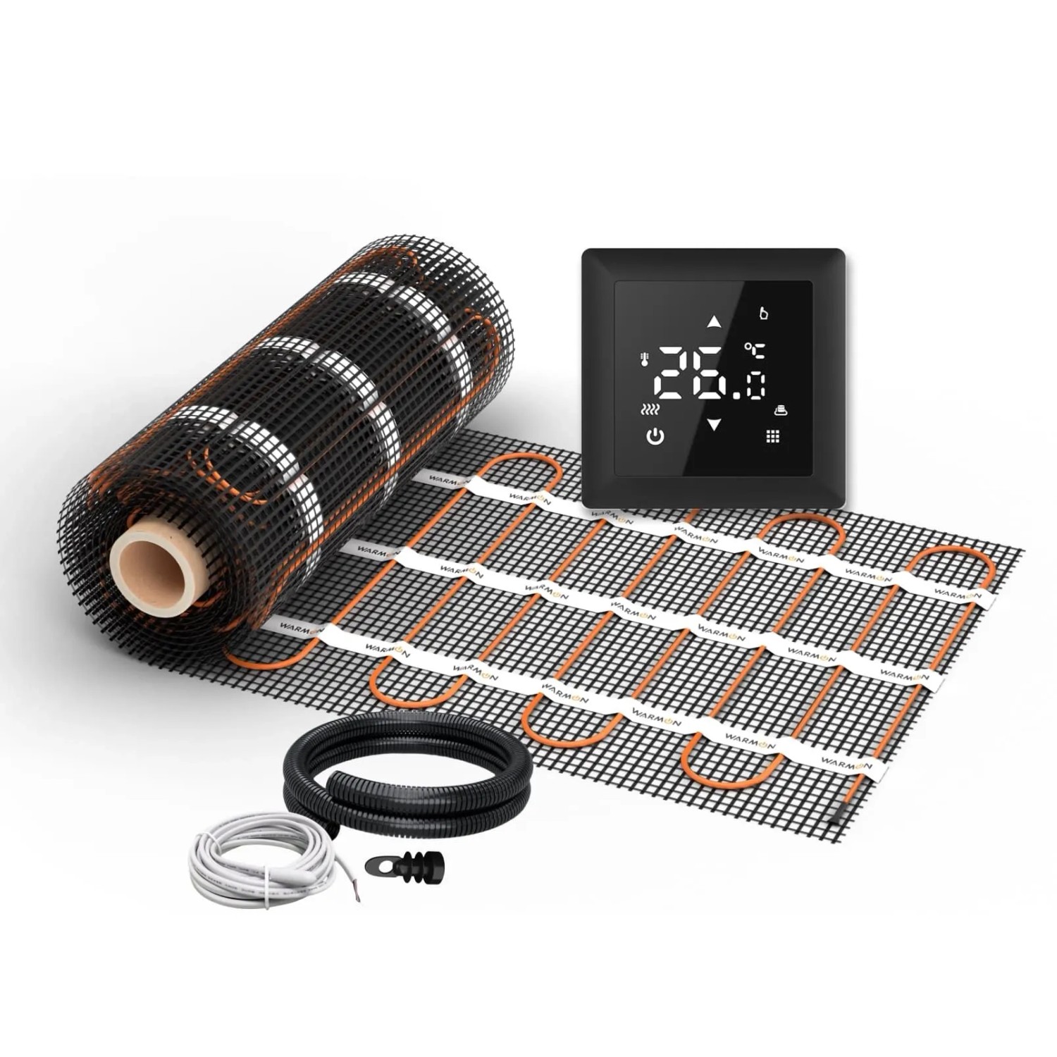 WARMON Wandheizung LIGHT 100 W/m² mit Thermostat TS 100 Schwarz 12 m²