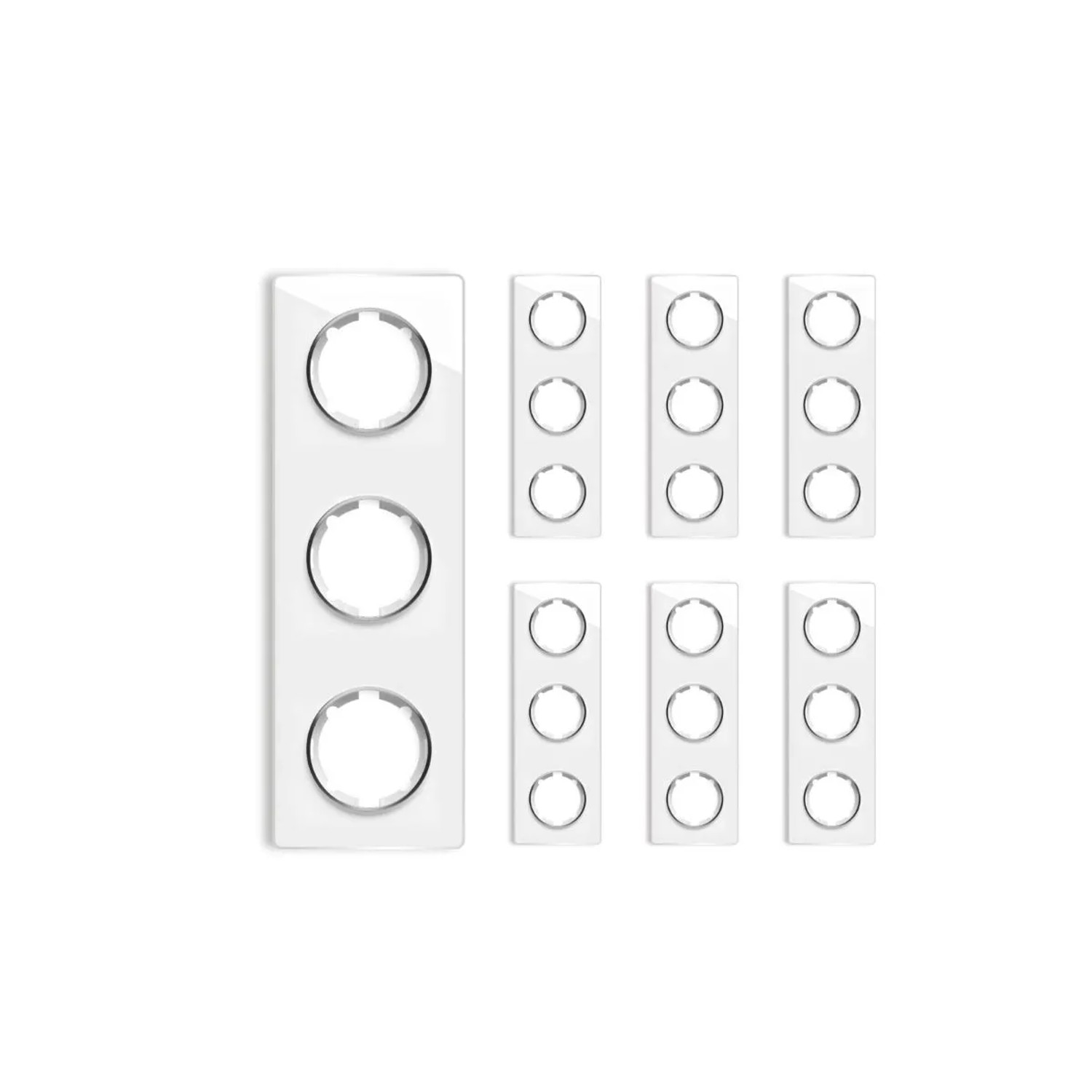 OneKeyElectro 7x Garda Glas Abdeckrahmen Set Abdeckrahmen 3fach Senkrecht Weiß