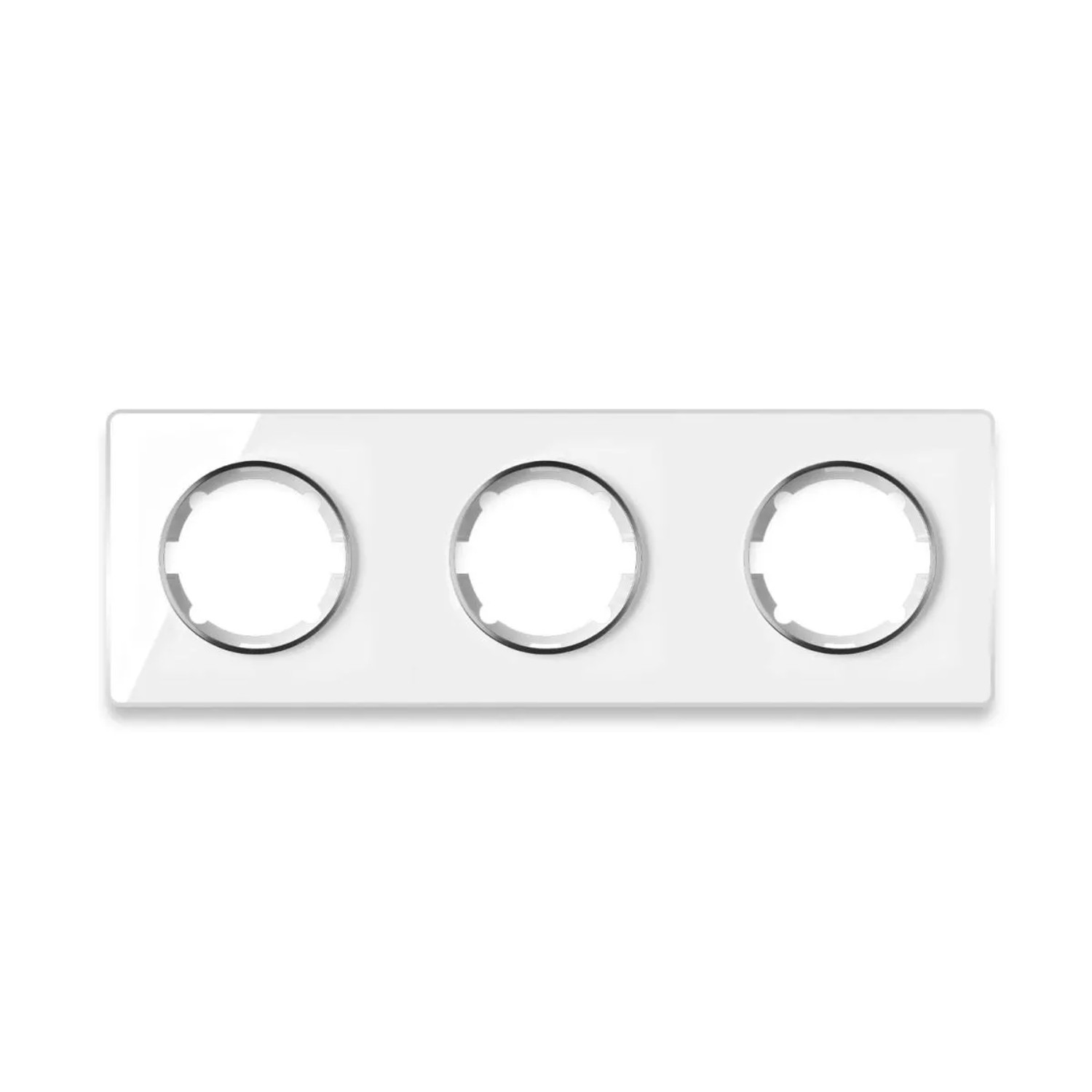 OneKeyElectro Glas Abdeckrahmen für Lichtschalter Steckdose 3fach Waagerecht Unterputz Serie Garda Weiß