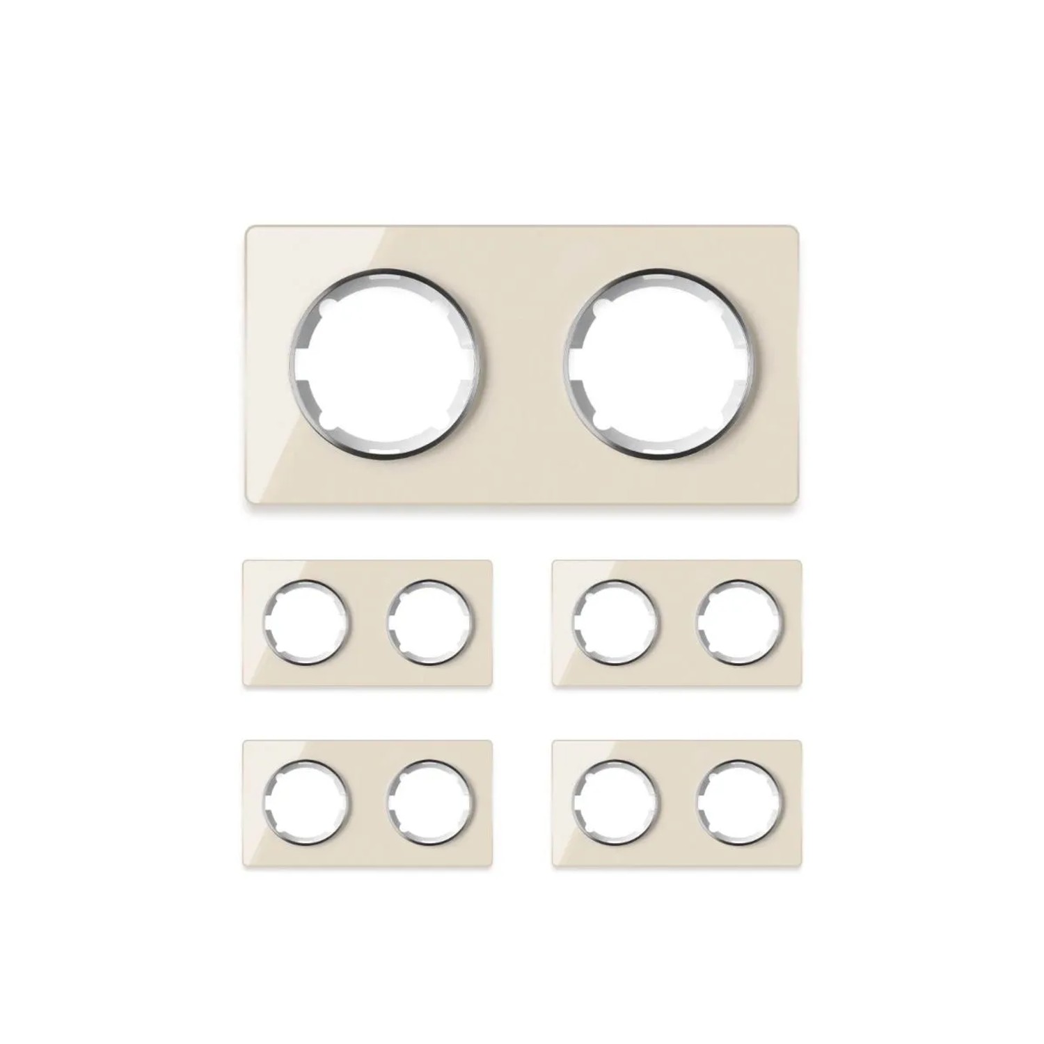 OneKeyElectro 5x Garda Glas Abdeckrahmen Set Abdeckrahmen 2fach Waagerecht Beige