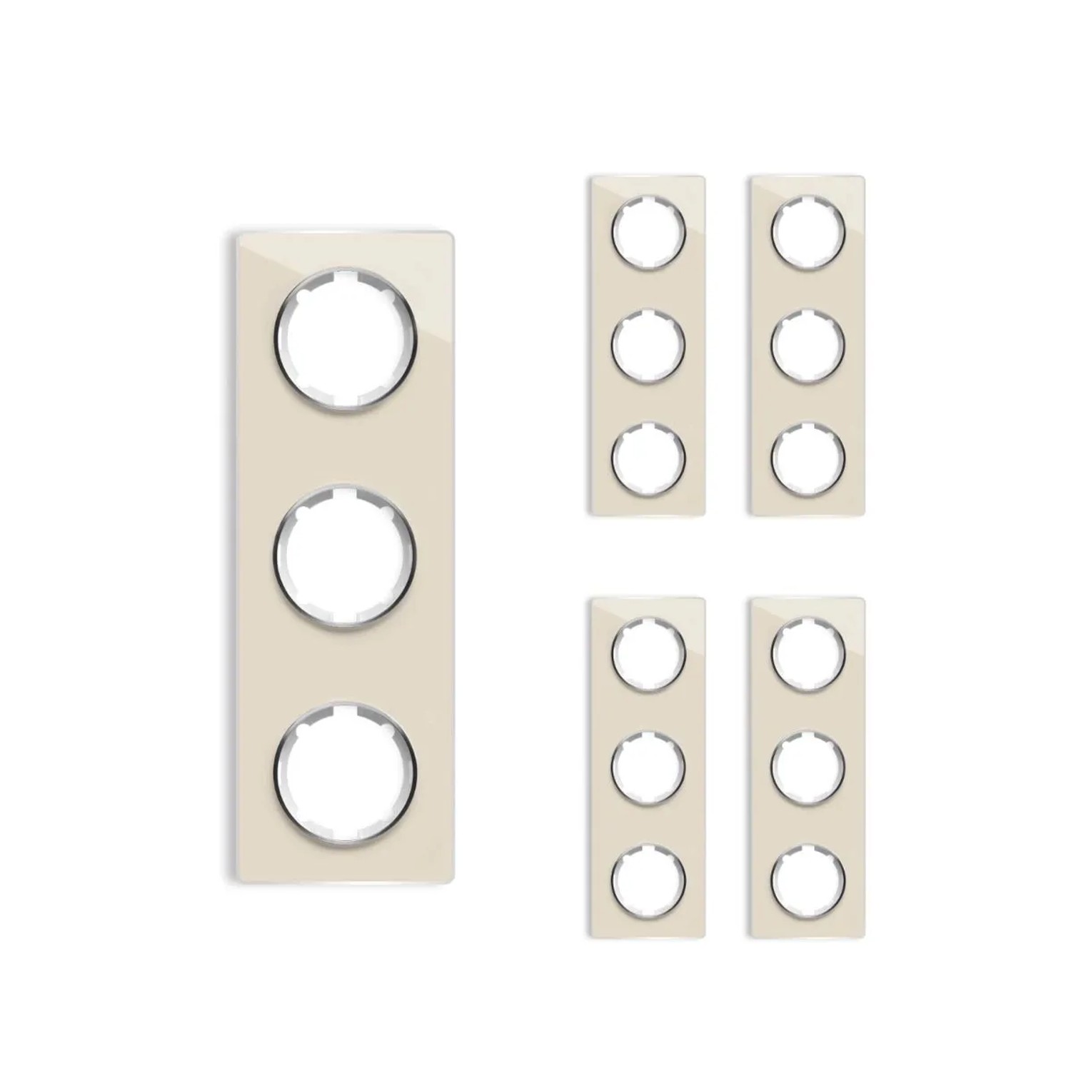 OneKeyElectro 5x Garda Glas Abdeckrahmen Set Abdeckrahmen 3fach Senkrecht Beige