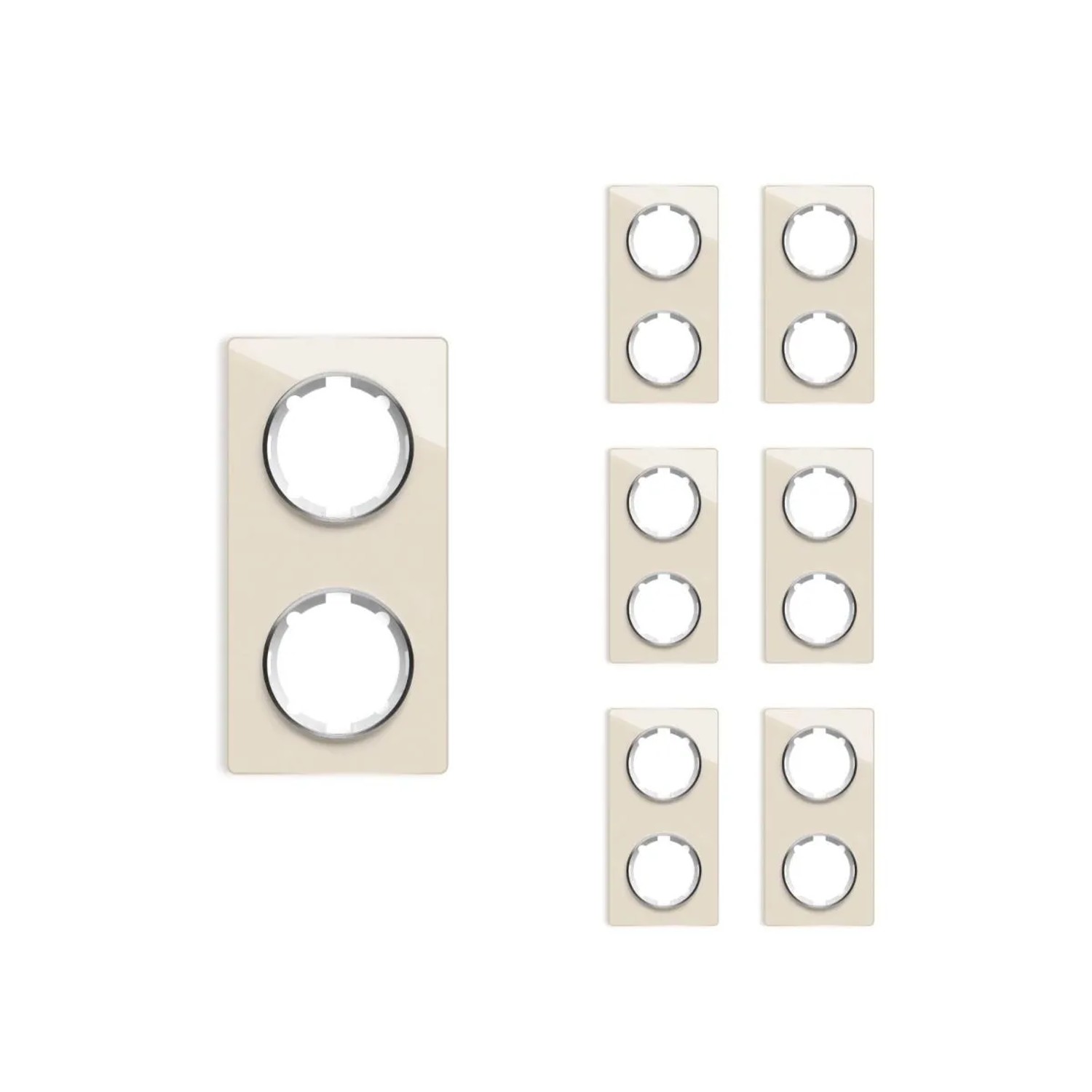 OneKeyElectro 7x Garda Glas Abdeckrahmen Set Abdeckrahmen 2fach Senkrecht Beige