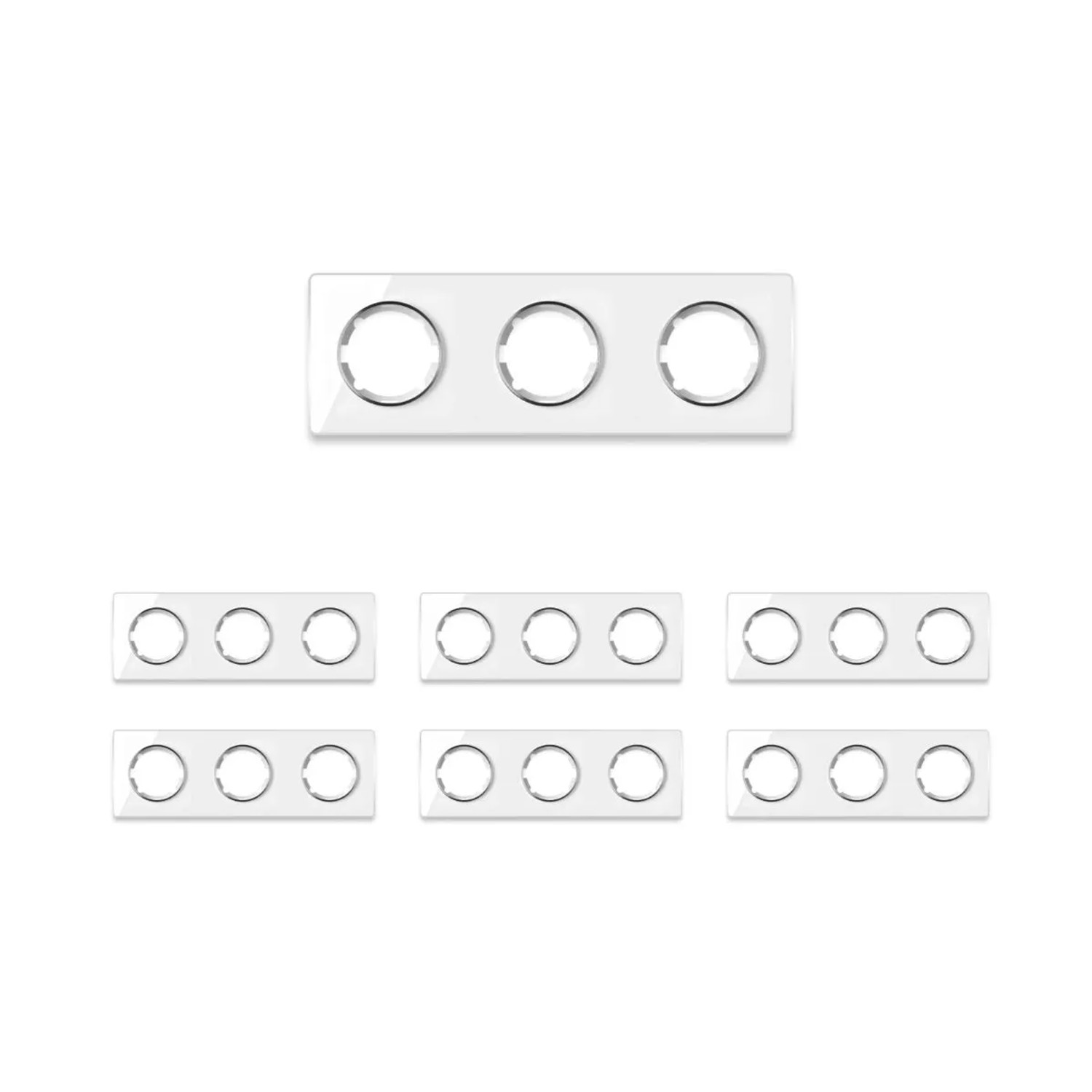 OneKeyElectro 7x Garda Glas Abdeckrahmen Set Abdeckrahmen 3fach Waagerecht Weiß