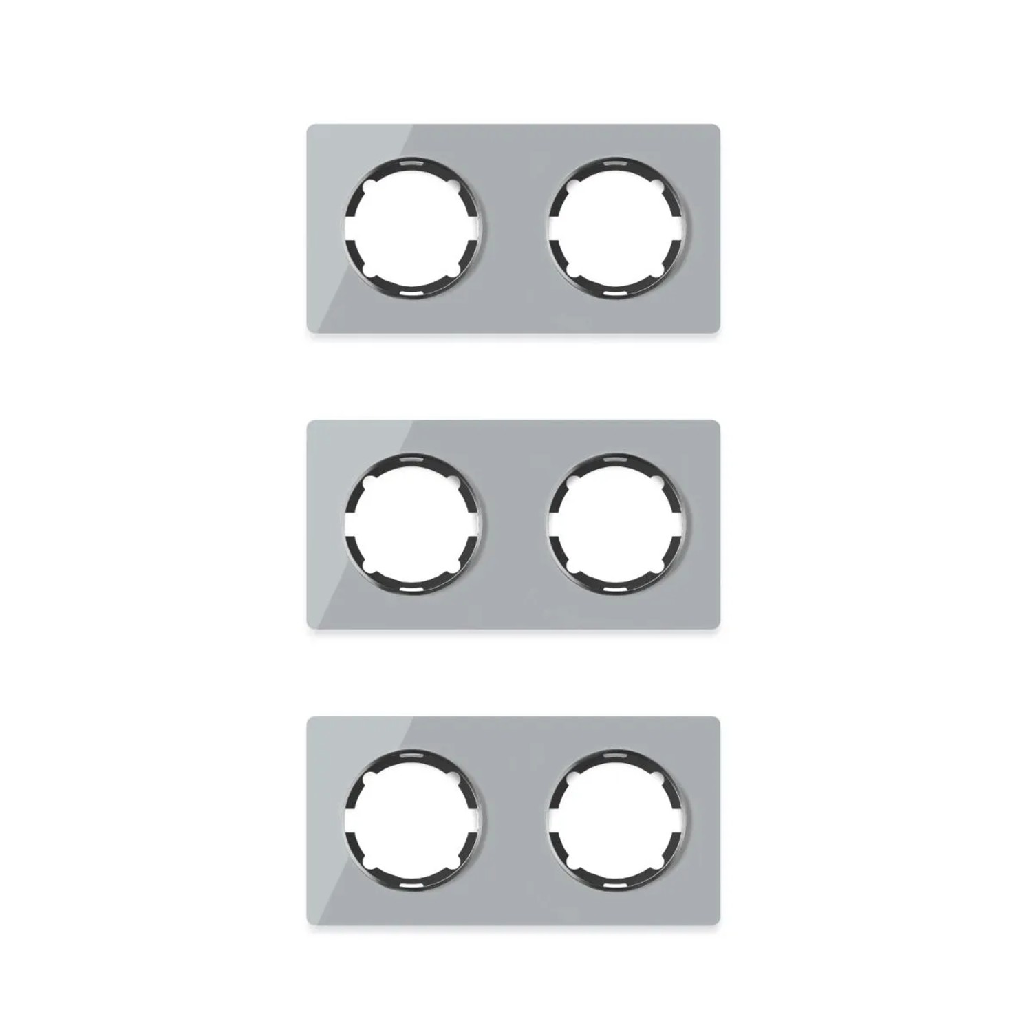 OneKeyElectro 3x Garda Glas Abdeckrahmen Set Abdeckrahmen 2fach Waagerecht Grau