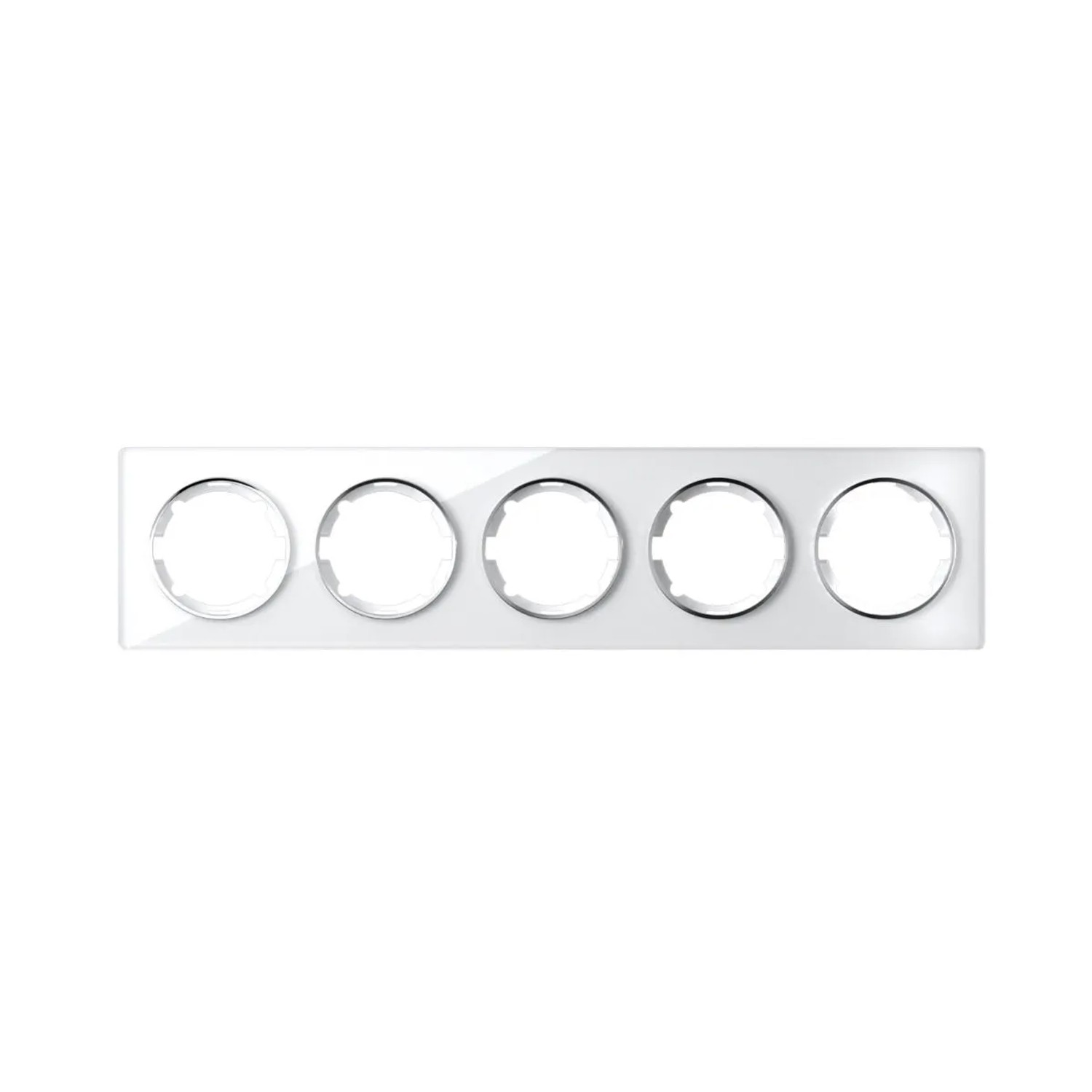 OneKeyElectro Glas Abdeckrahmen für Lichtschalter Steckdose 5fach Waagerecht Unterputz Serie Garda Weiß
