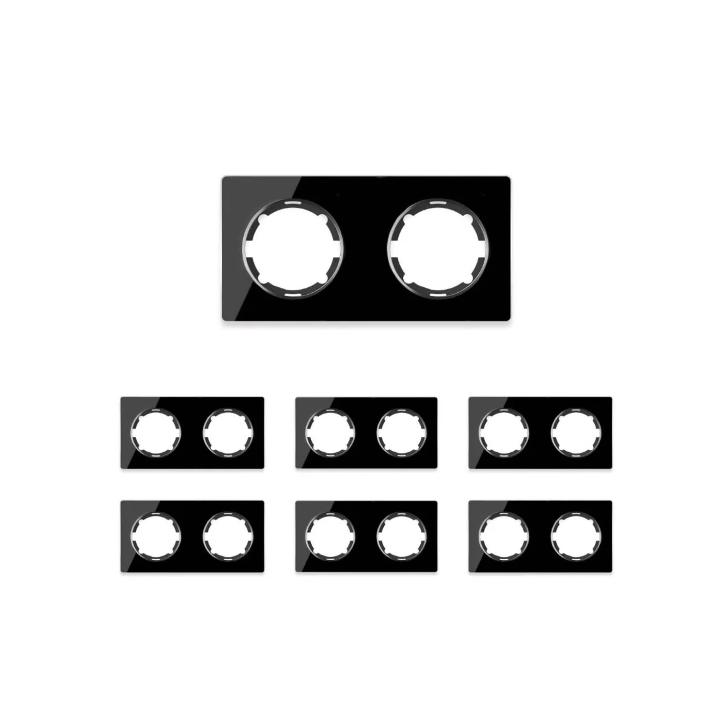 OneKeyElectro 7x Garda Glas Abdeckrahmen Set Abdeckrahmen 2fach Waagerecht Schwarz