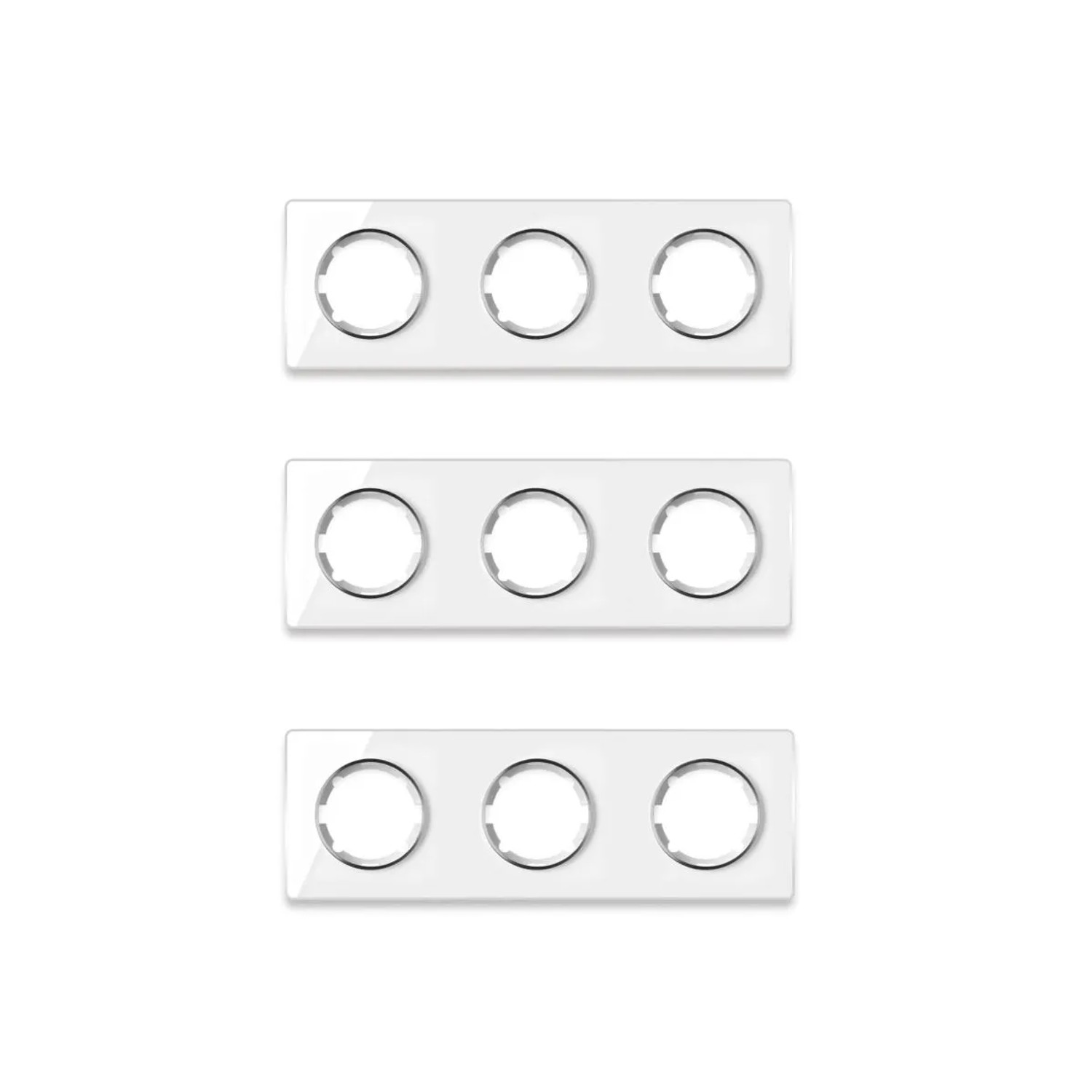 OneKeyElectro 3x Garda Glas Abdeckrahmen Set Abdeckrahmen 3fach Waagerecht Weiß