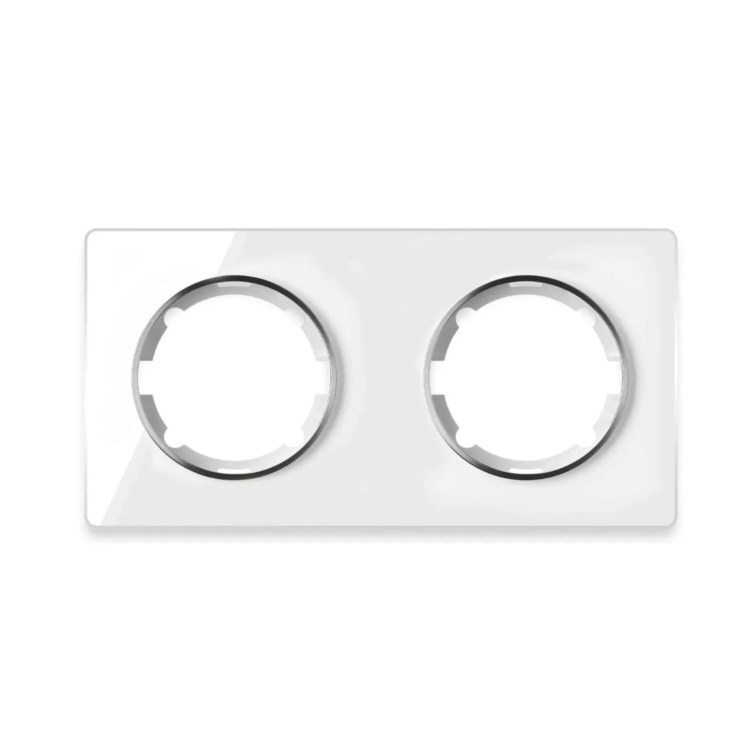 OneKeyElectro Glas Abdeckrahmen für Lichtschalter Steckdose 2fach Waagerecht Unterputz Serie Garda Weiß