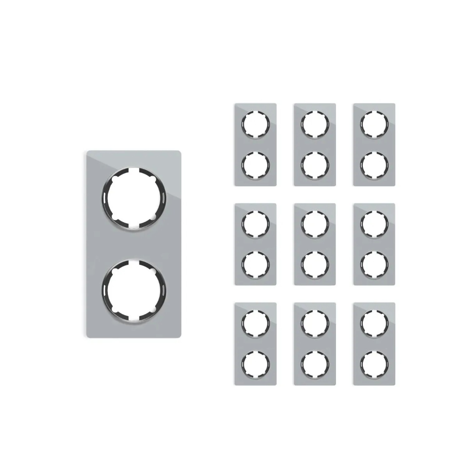 OneKeyElectro 10x Garda Glas Abdeckrahmen Set Abdeckrahmen 2fach Senkrecht Grau